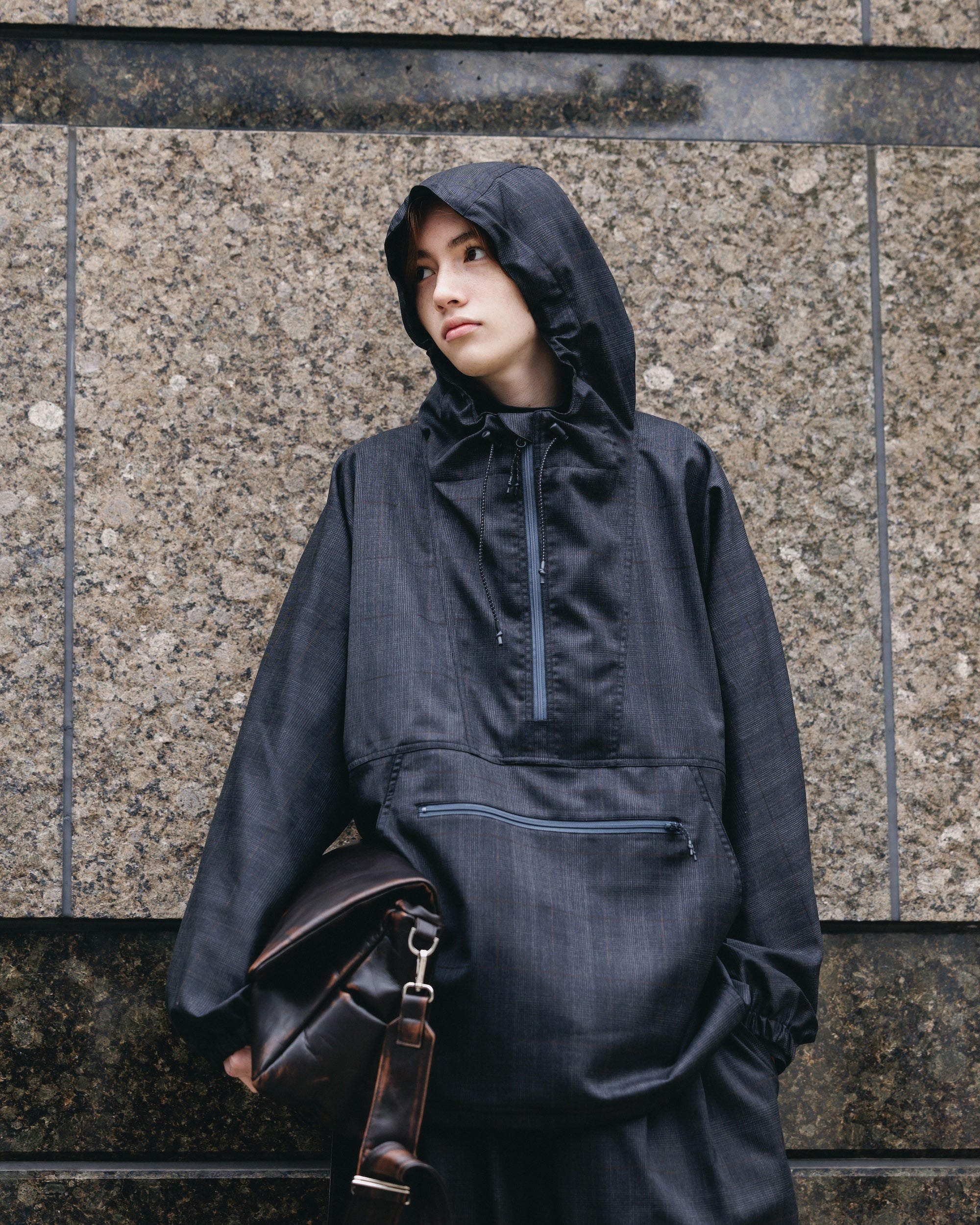 PACKABLE CITY ANORAK PARKA (GRAY(GLEN CHECK))