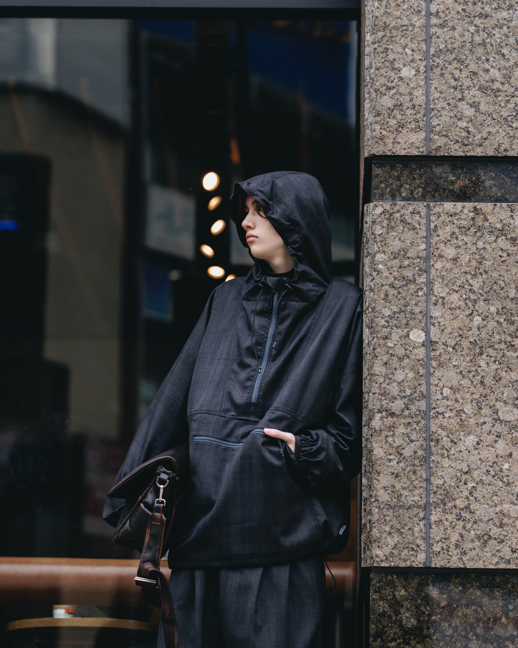 PACKABLE CITY ANORAK PARKA  (GRAY(GLEN CHECK))