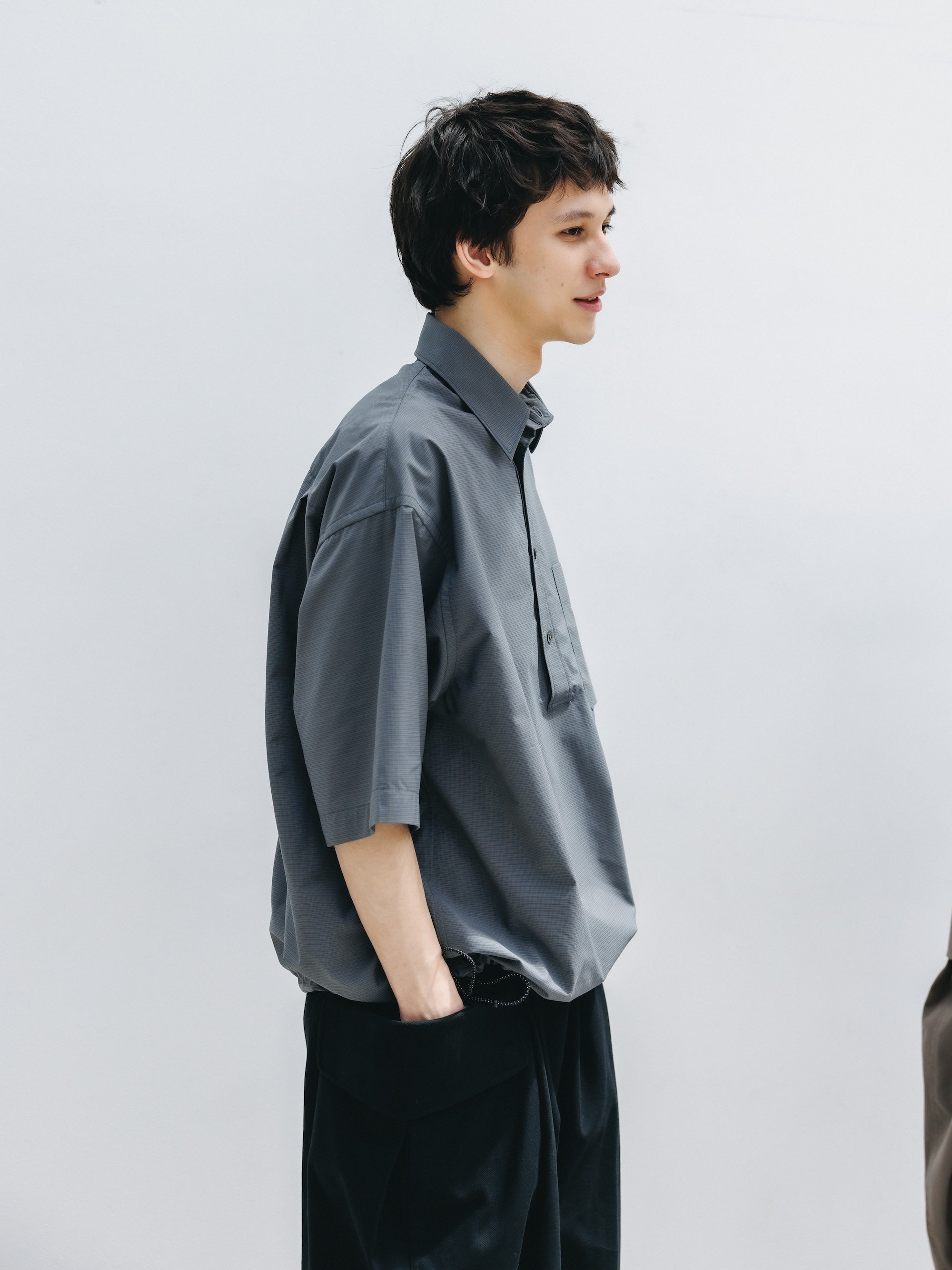 【4.25 SAT 20:00- IN STOCK】MINI PLAID S/S PULLOVER SHIRT (CHARCOAL)