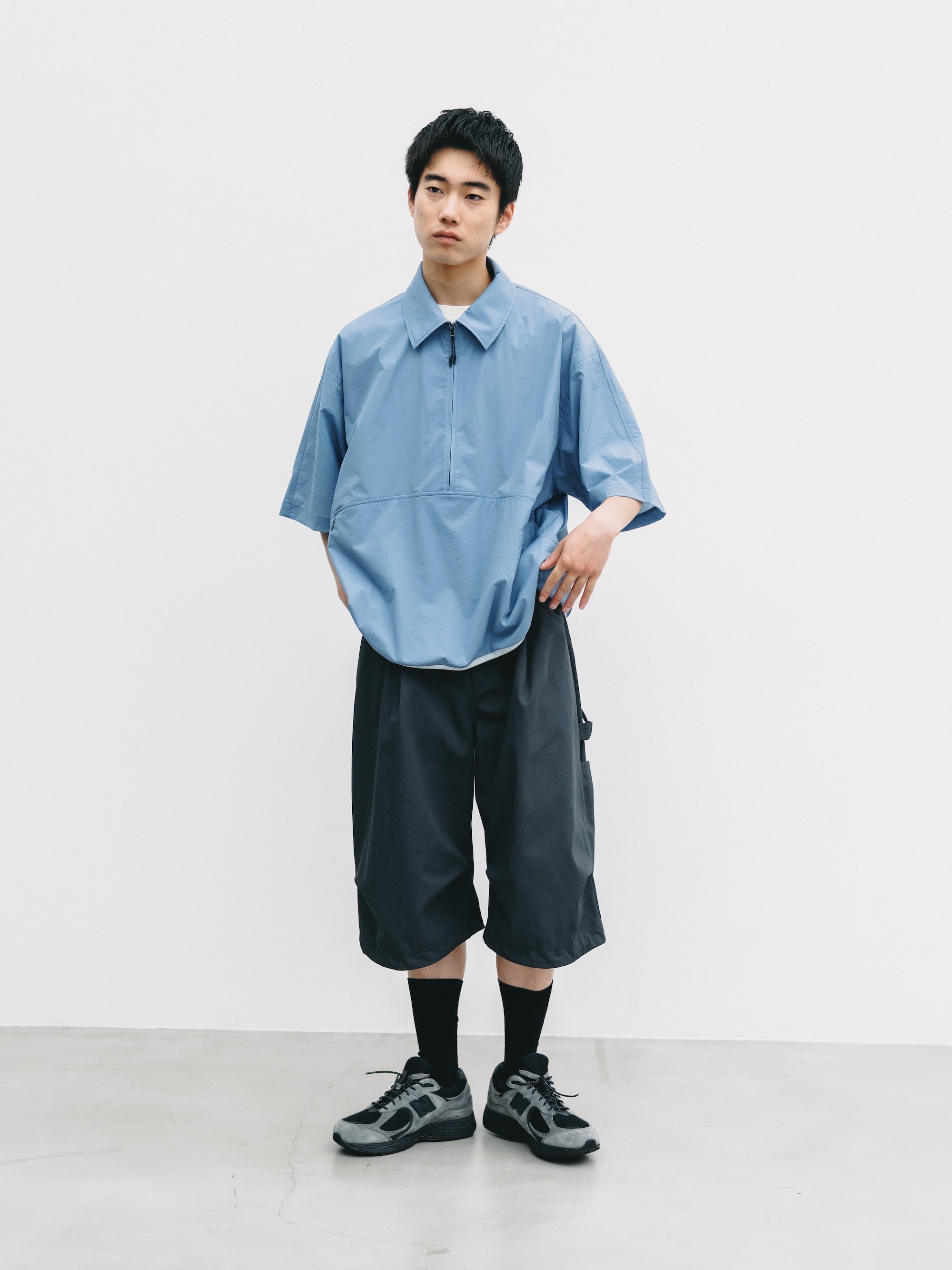 【6.20 SAT 20:00- IN STOCK】HALF ZIP TRAIL S/S SHIRT (SAX BLUE)