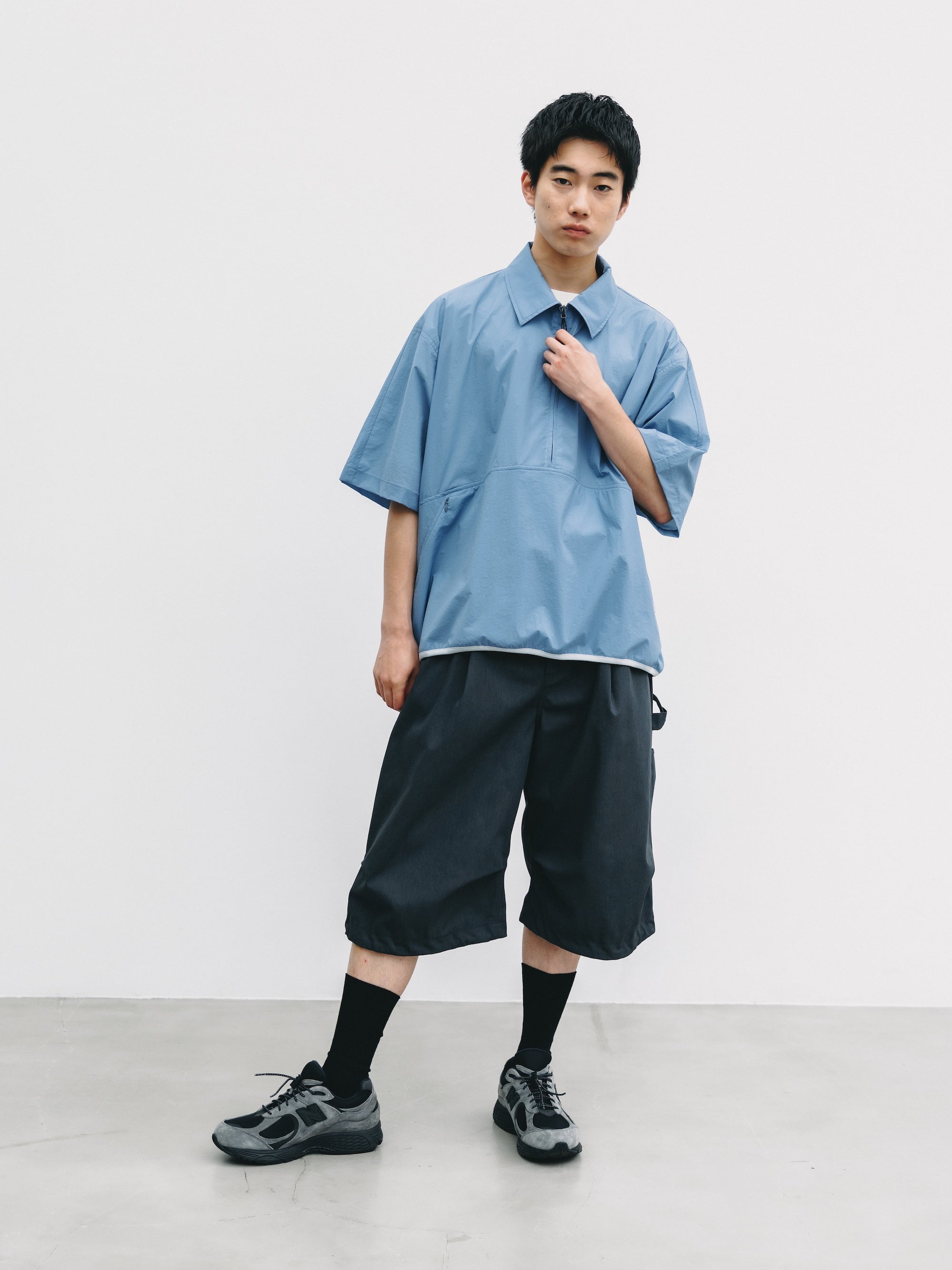 【6.20 SAT 20:00- IN STOCK】HALF ZIP TRAIL S/S SHIRT (SAX BLUE)