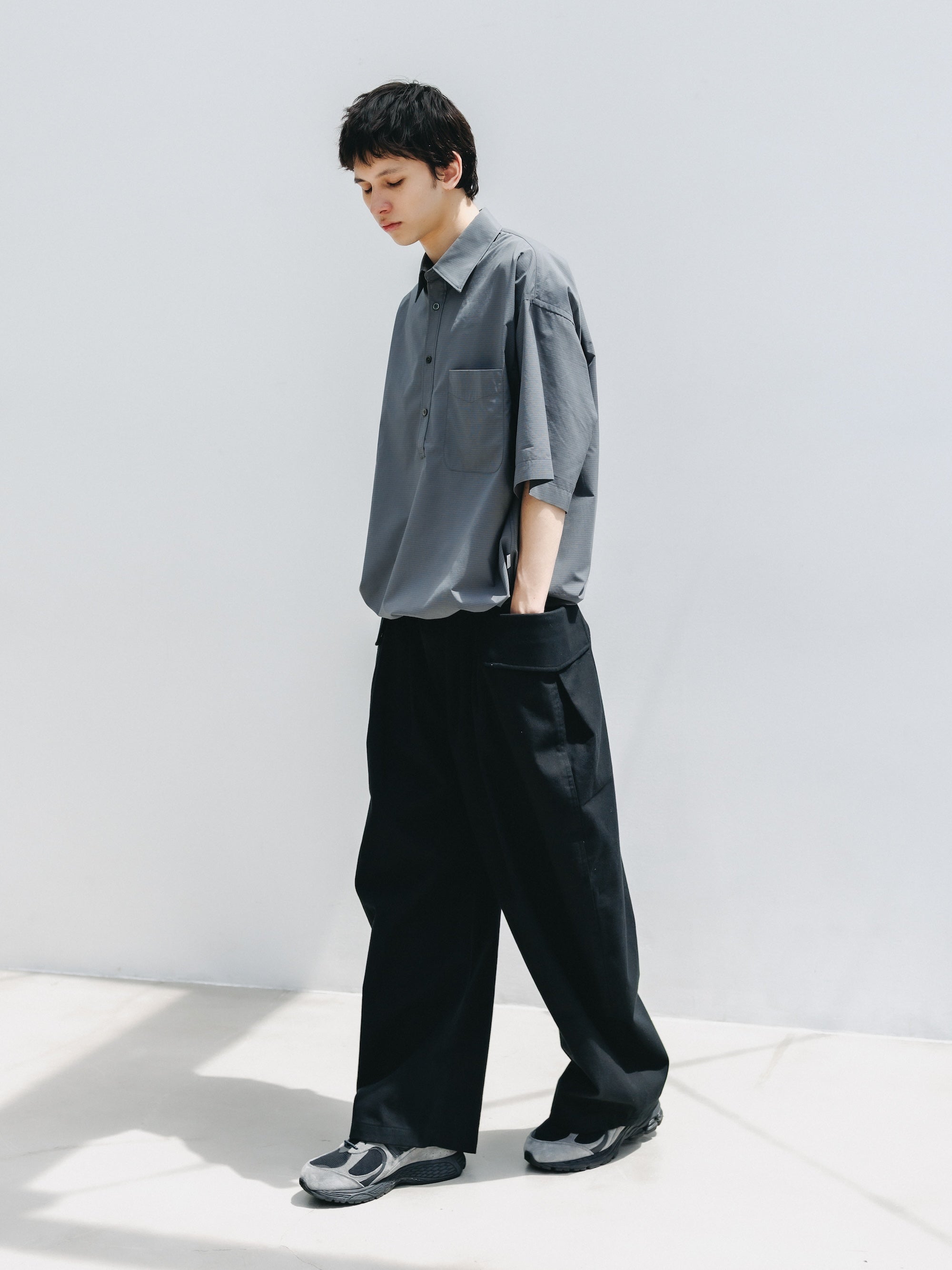 【4.25 SAT 20:00- IN STOCK】MINI PLAID S/S PULLOVER SHIRT (CHARCOAL)