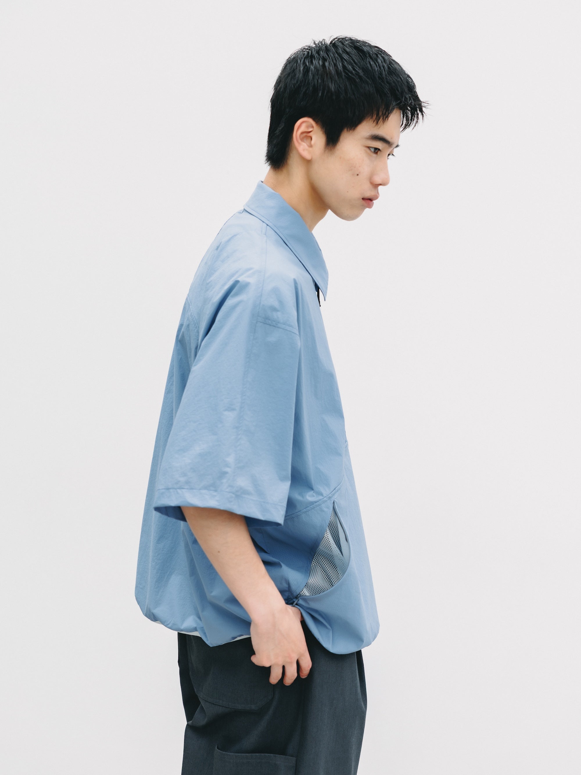 【6.20 SAT 20:00- IN STOCK】HALF ZIP TRAIL S/S SHIRT (SAX BLUE)