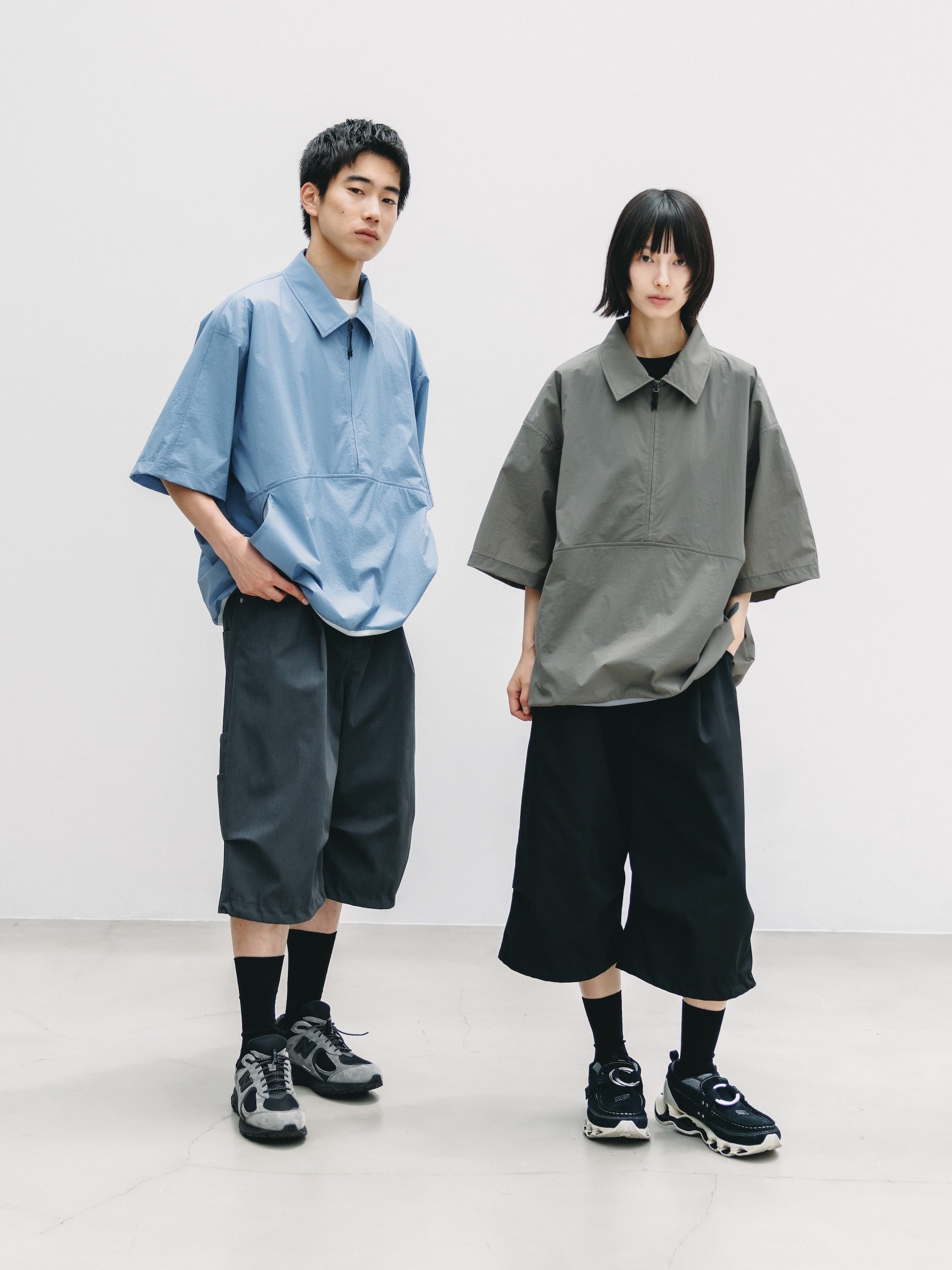 【6.20 SAT 20:00- IN STOCK】HALF ZIP TRAIL S/S SHIRT (SAX BLUE)