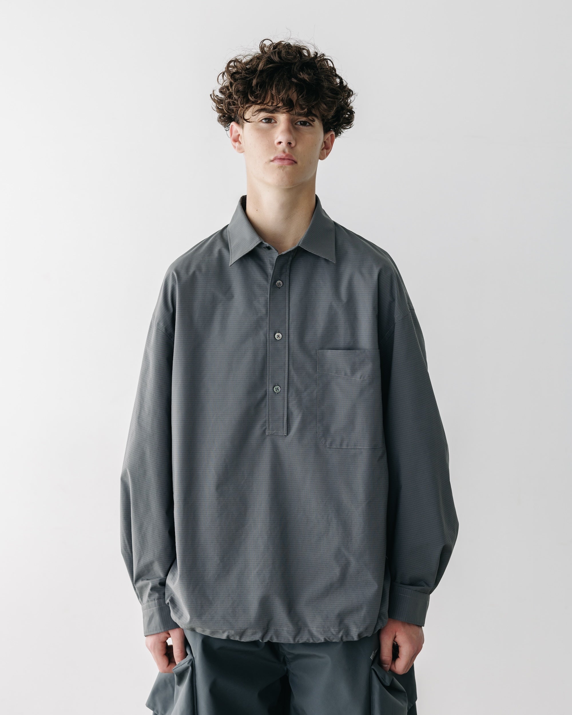 【5.6 TUE 20:00- IN STOCK】MINI PLAID L/S PULLOVER SHIRT (CHARCOAL)