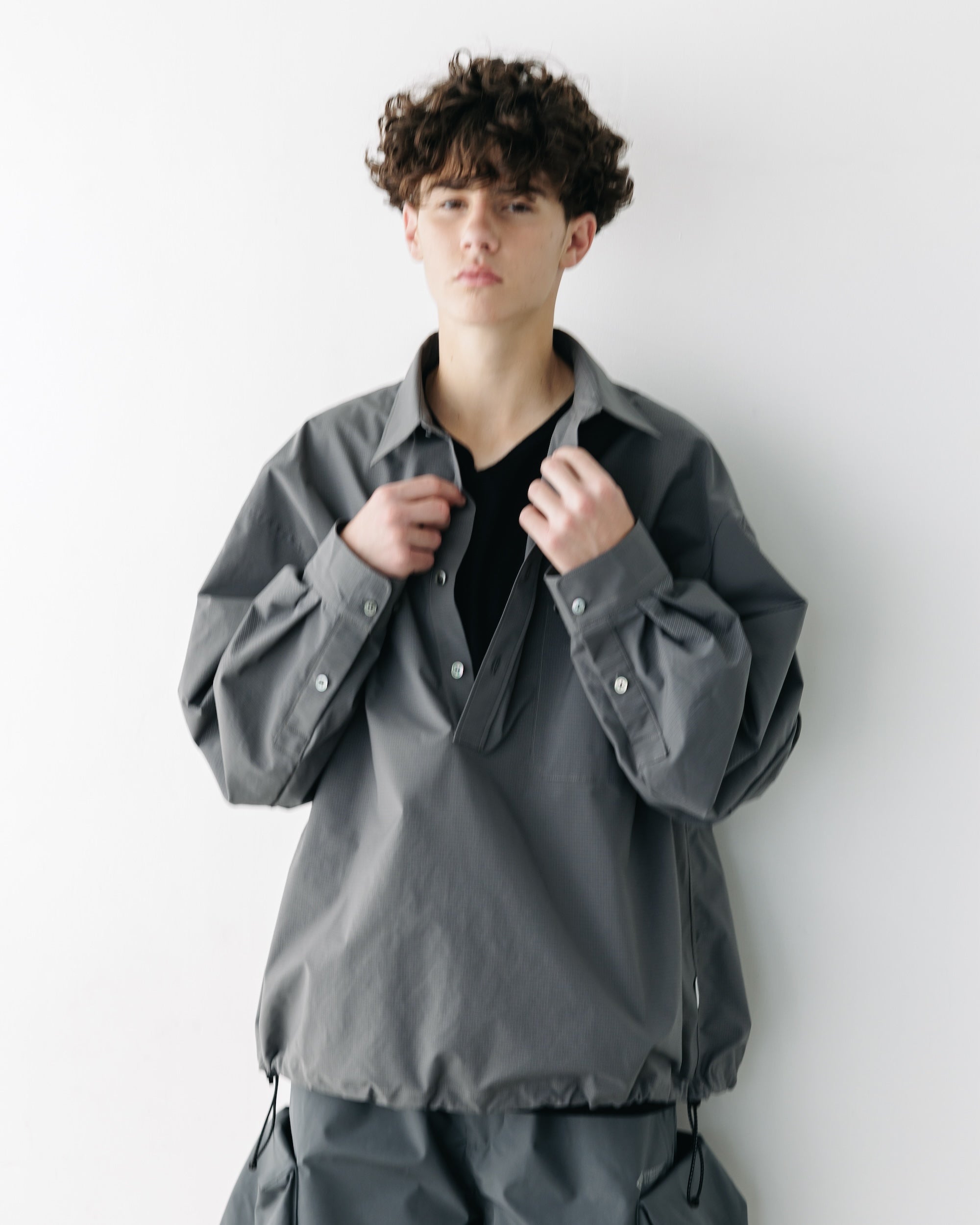【5.6 TUE 20:00- IN STOCK】MINI PLAID L/S PULLOVER SHIRT (CHARCOAL)