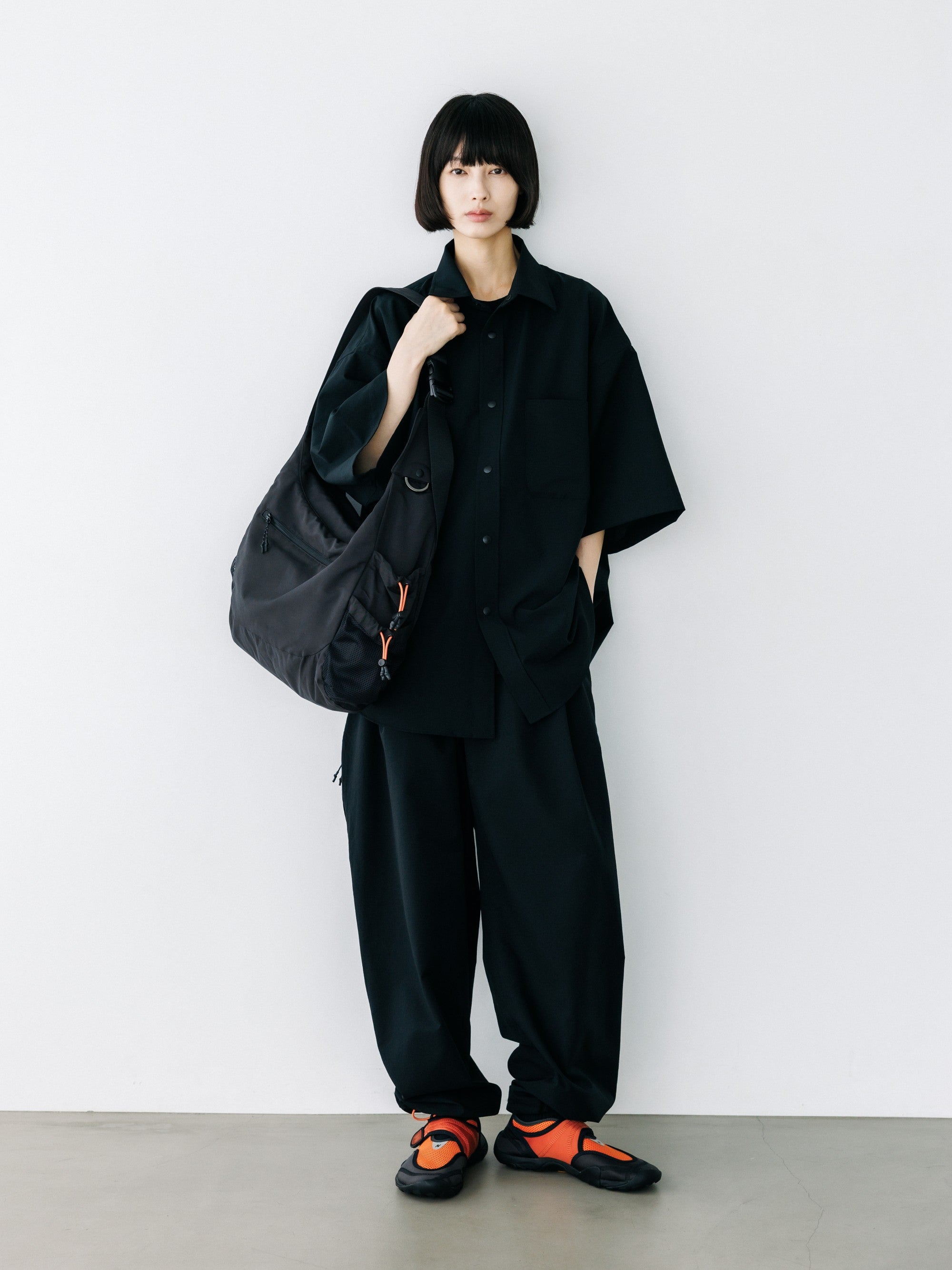 【8.22 SAT 20:00- IN STOCK】“C”COOLDOTS® MINI RIPSTOP CITY UNIFORM WIDE TAPERED PANTS (BLACK×ORANGE)