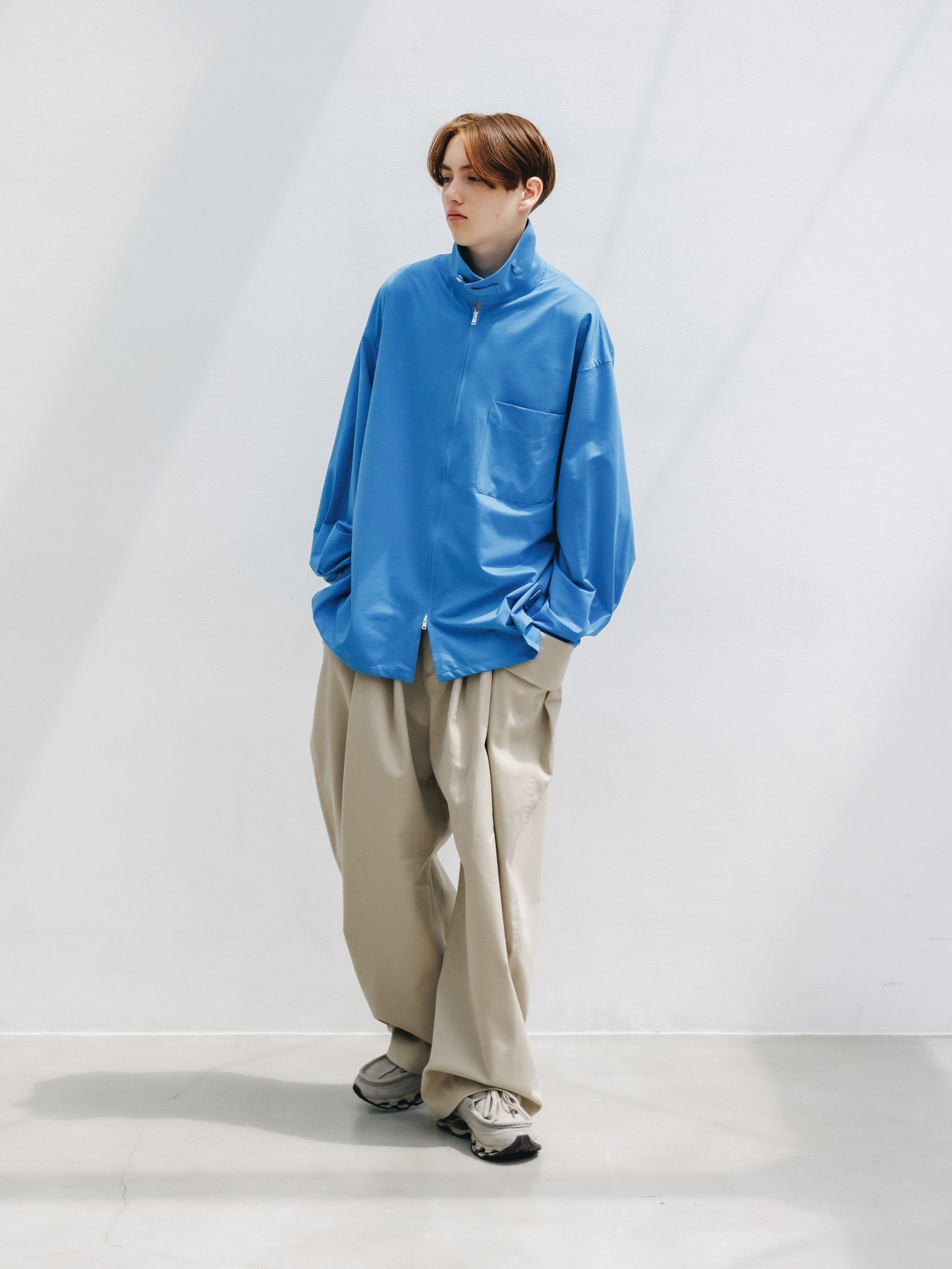 5.30 SAT 20:00- IN STOCK】46G KNIT EVERYDAY ZIP UP L/S SHIRT (SAX BLUE