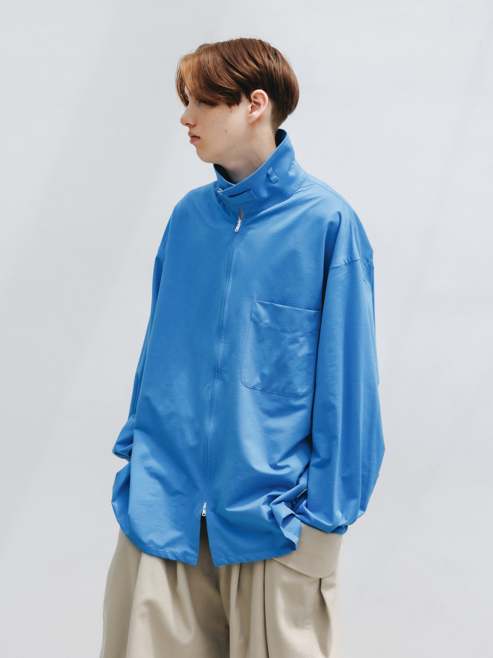 5.30 SAT 20:00- IN STOCK】46G KNIT EVERYDAY ZIP UP L/S SHIRT (SAX BLUE