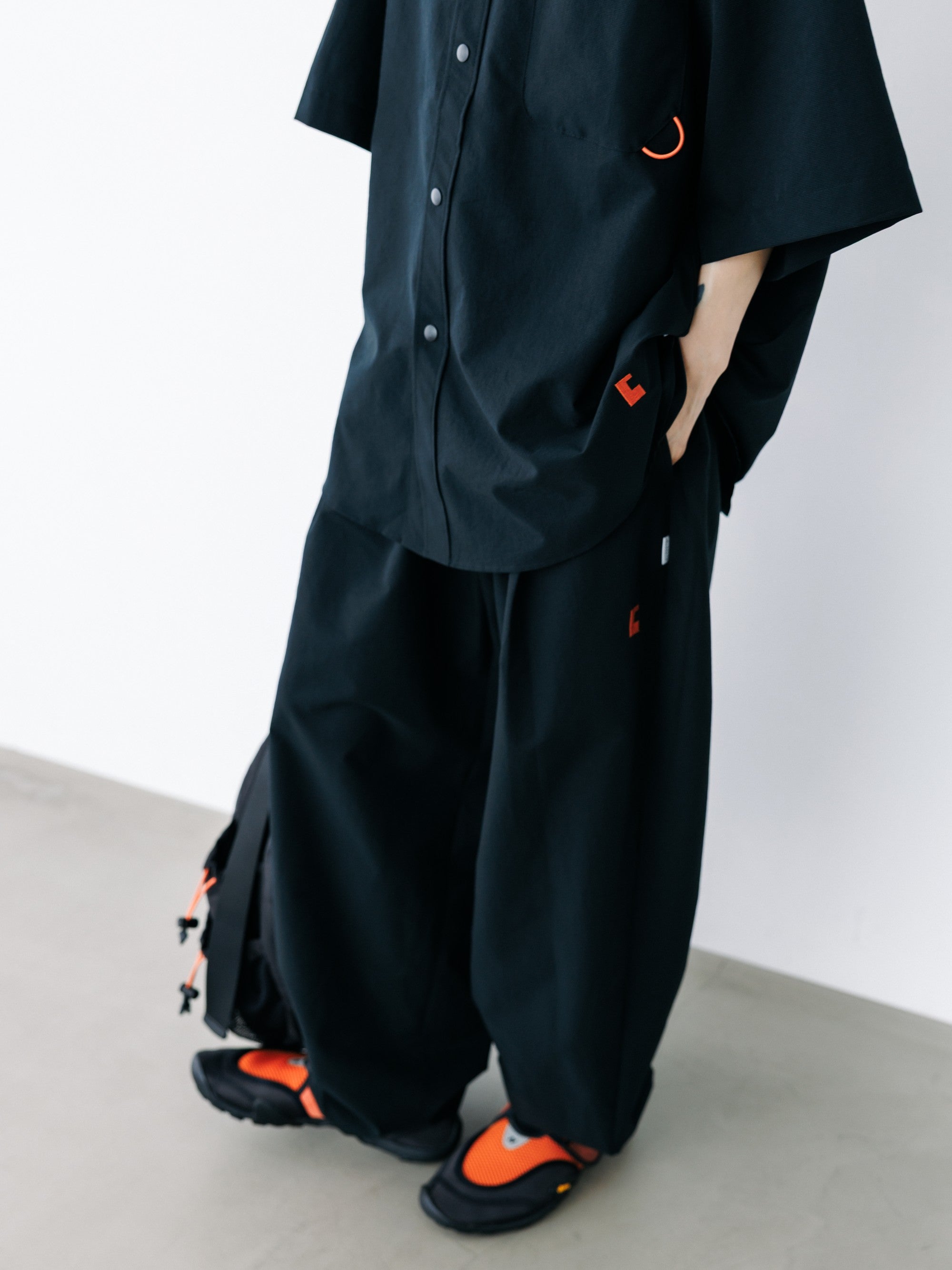 【8.22 SAT 20:00- IN STOCK】“C”COOLDOTS® MINI RIPSTOP CITY UNIFORM WIDE TAPERED PANTS (BLACK×ORANGE)