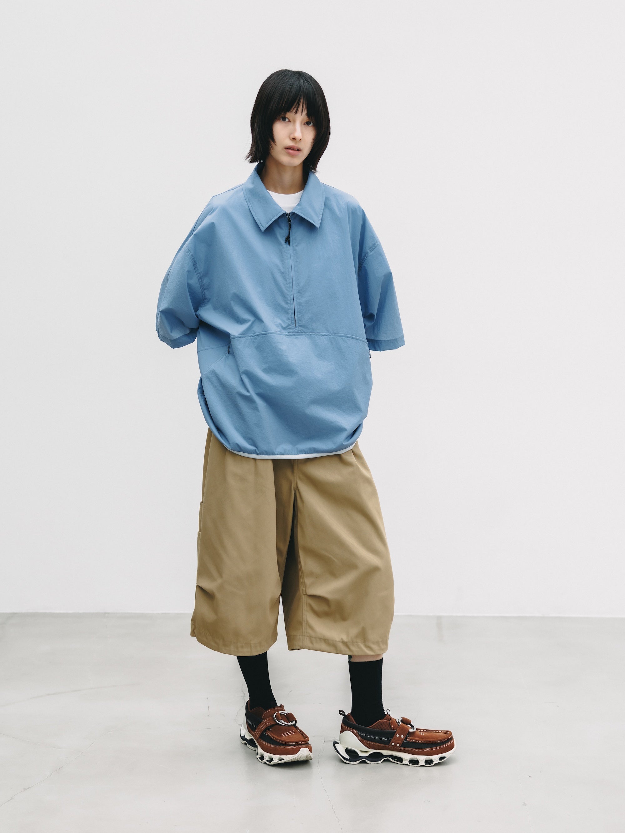 【6.20 SAT 20:00- IN STOCK】HALF ZIP TRAIL S/S SHIRT (SAX BLUE)
