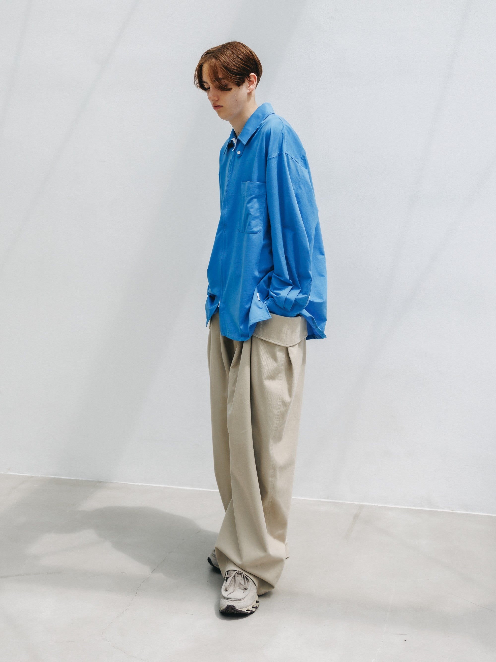 【5.30 SAT 20:00- IN STOCK】46G KNIT EVERYDAY ZIP UP L/S SHIRT (SAX BLUE)