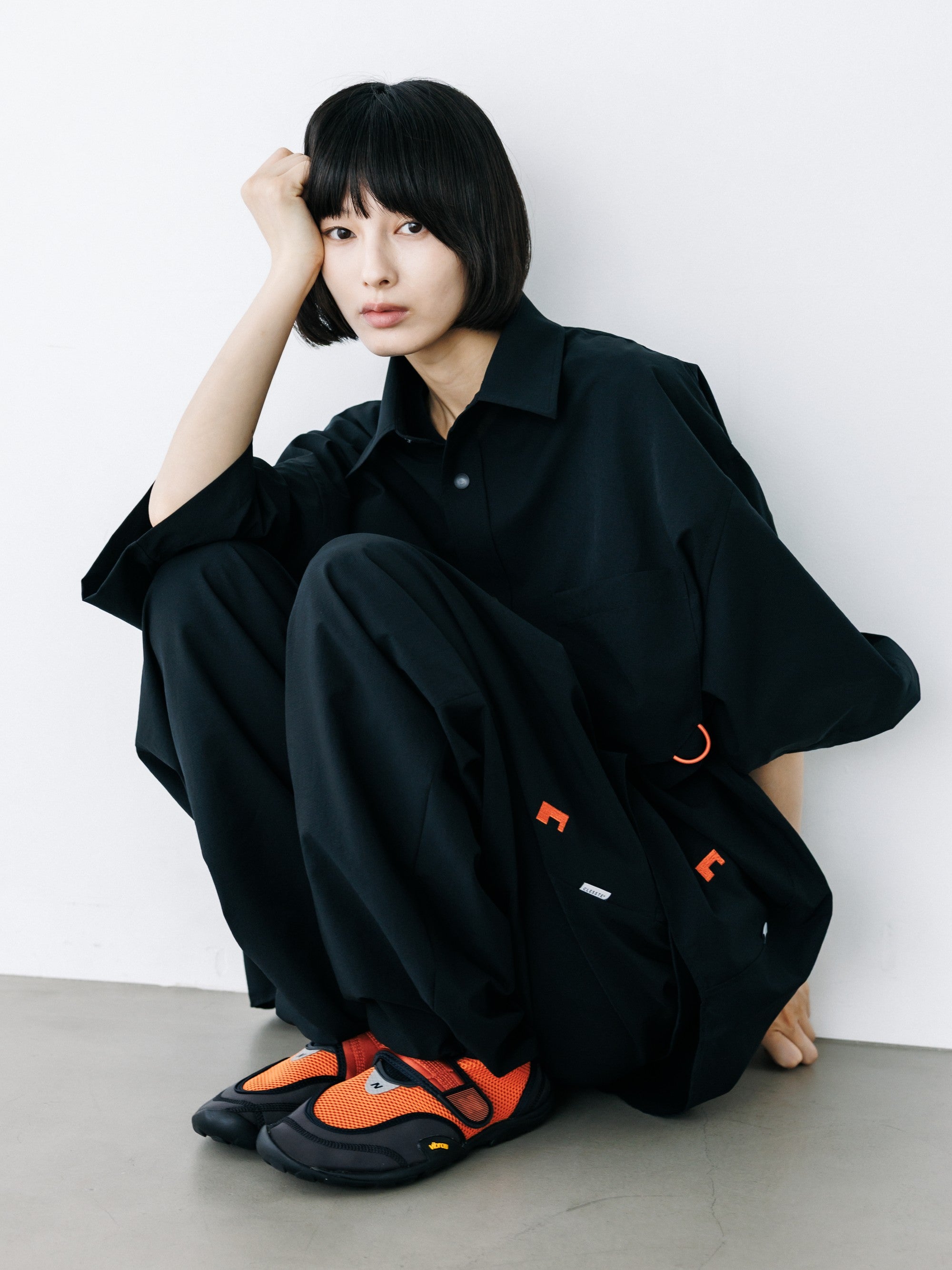 【8.22 SAT 20:00- IN STOCK】“C”COOLDOTS® MINI RIPSTOP CITY UNIFORM S/S SHIRT (BLACK×ORANGE)