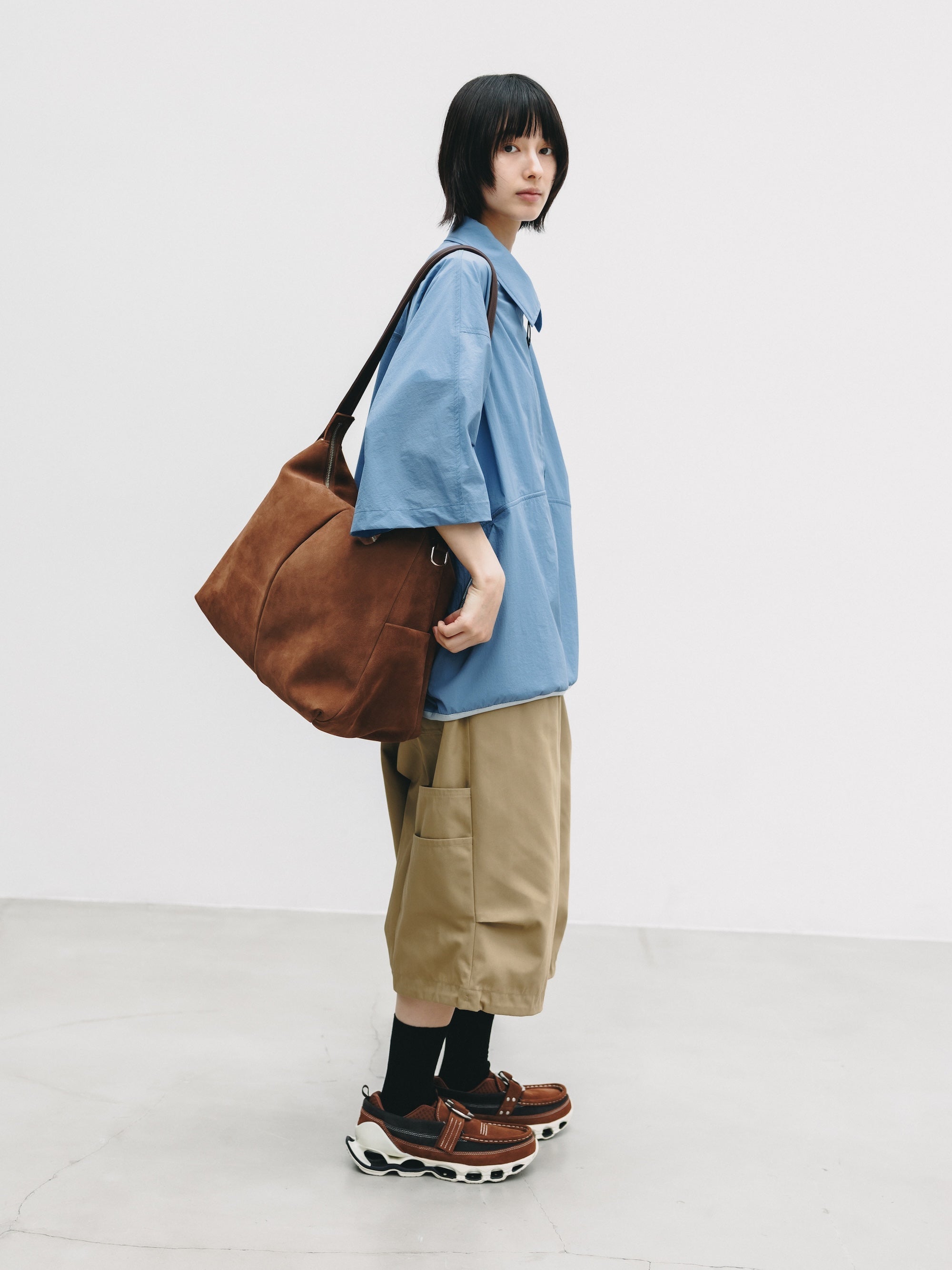 【6.20 SAT 20:00- IN STOCK】HALF ZIP TRAIL S/S SHIRT (SAX BLUE)