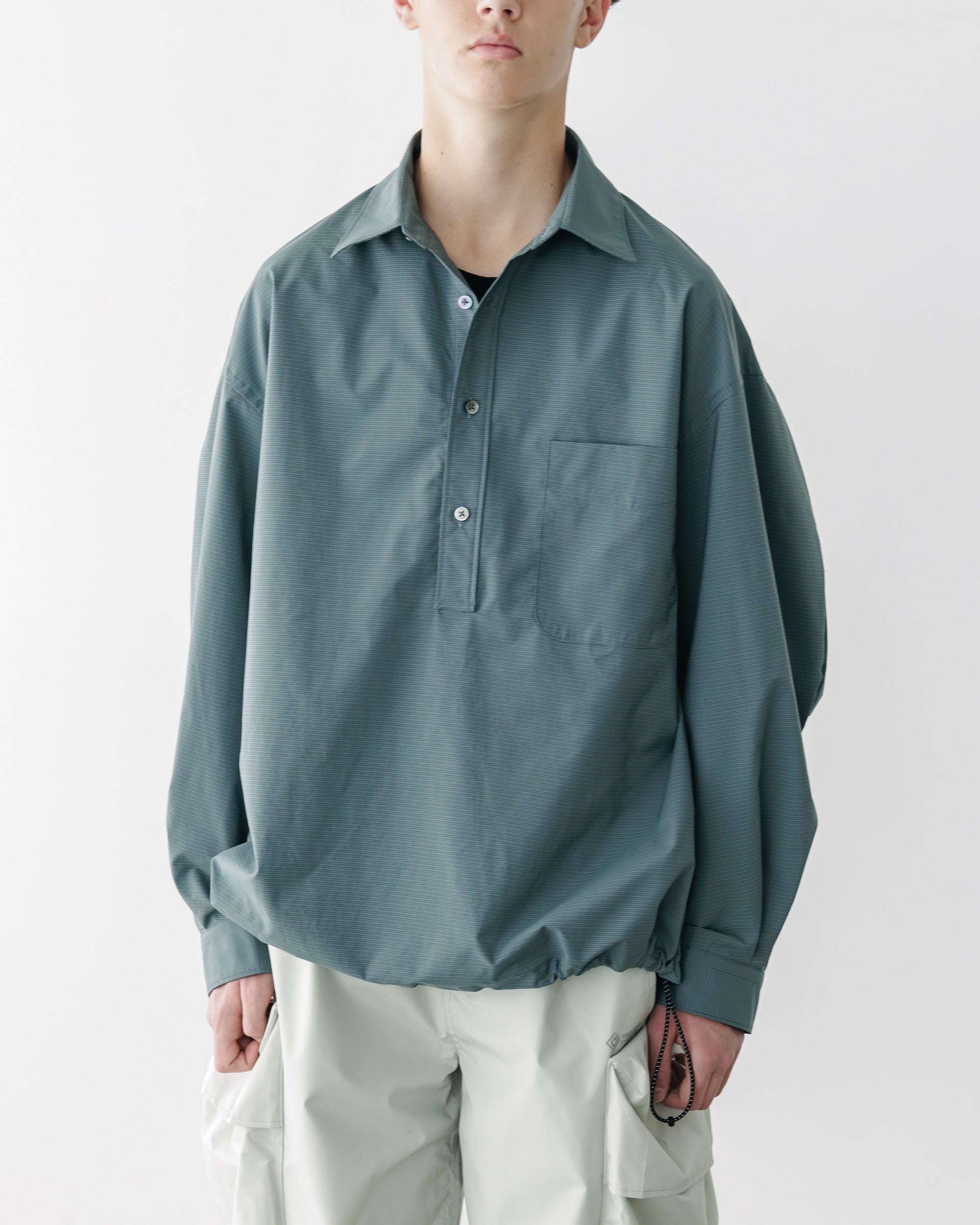 【5.6 TUE 20:00- IN STOCK】MINI PLAID L/S PULLOVER SHIRT (BLUE GRAY)