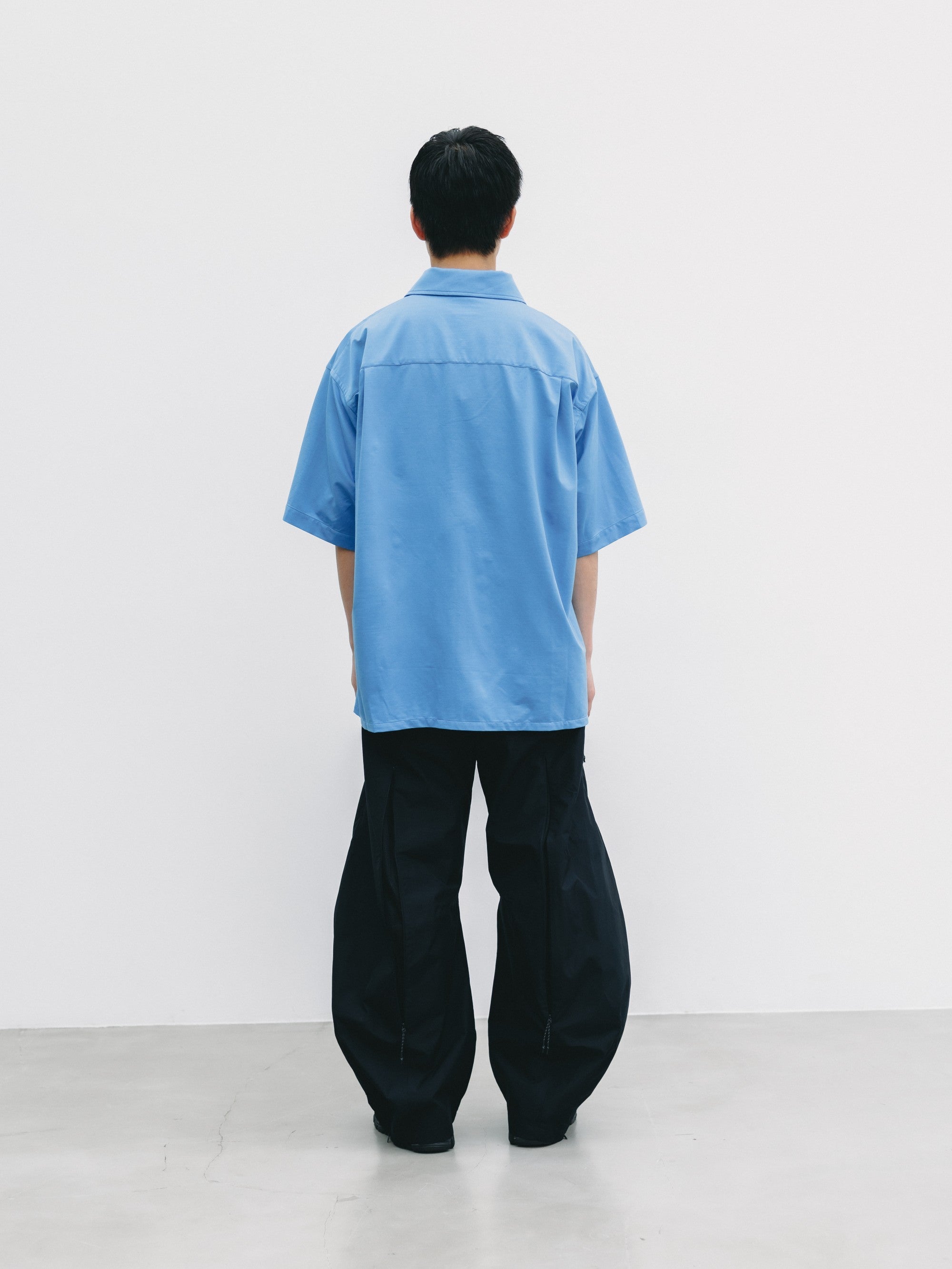 6.27 SAT 20:00- IN STOCK】46G KNIT EVERYDAY ZIP UP S/S SHIRT (SAX BLUE