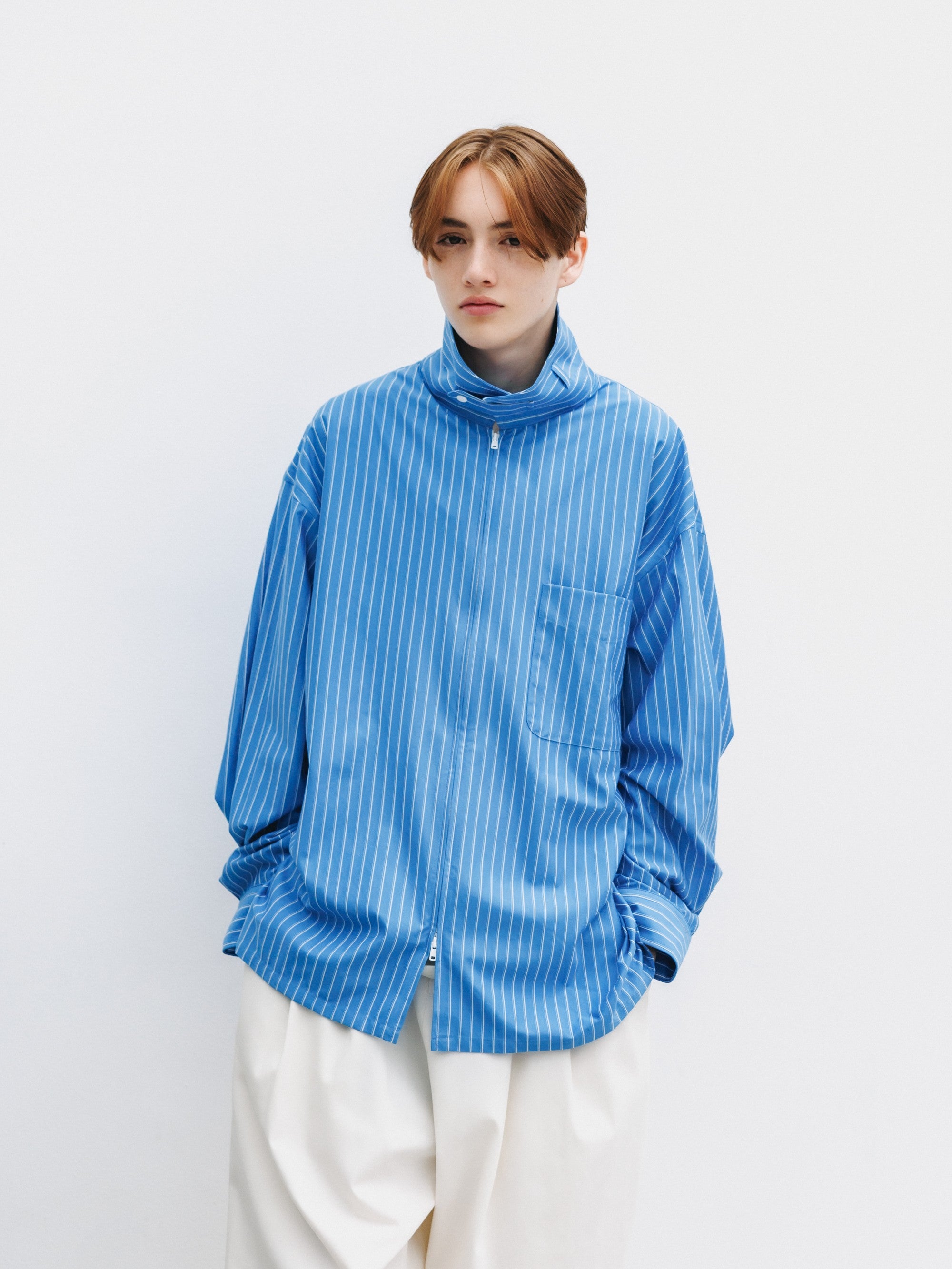 5.30 SAT 20:00- IN STOCK】THICK/THIN STRIPE 46G KNIT EVERYDAY ZIP UP L