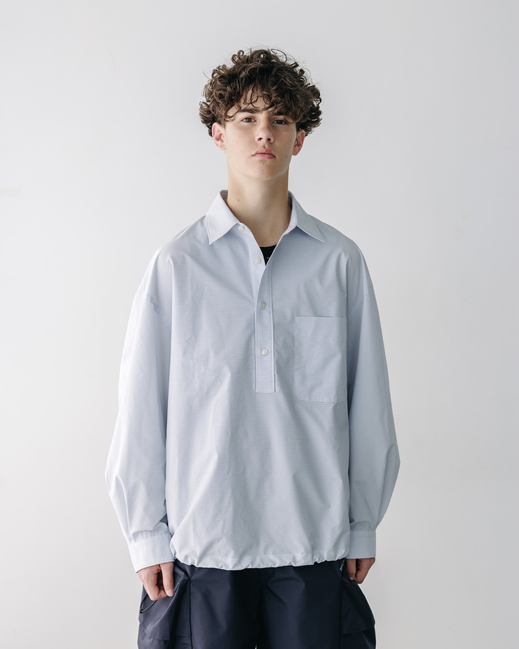 【5.6 TUE 20:00- IN STOCK】MINI PLAID L/S PULLOVER SHIRT (BLUE)