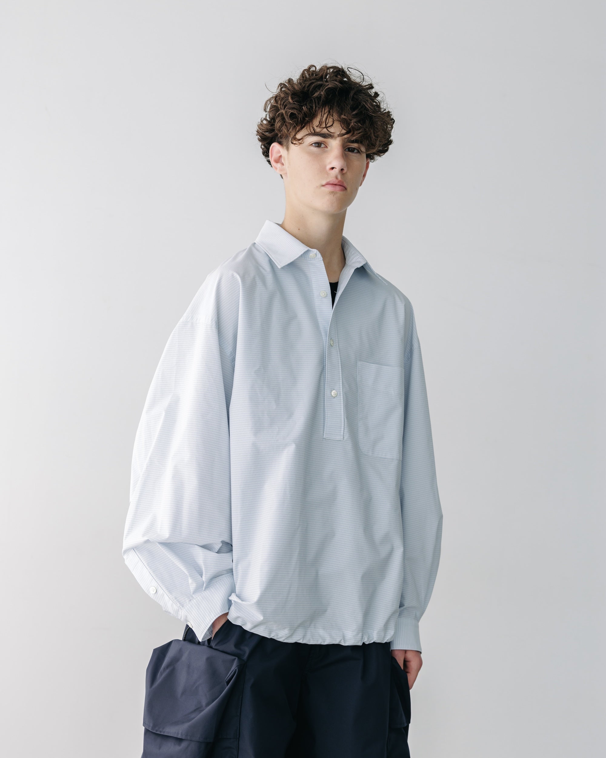 【5.6 TUE 20:00- IN STOCK】MINI PLAID L/S PULLOVER SHIRT (BLUE)