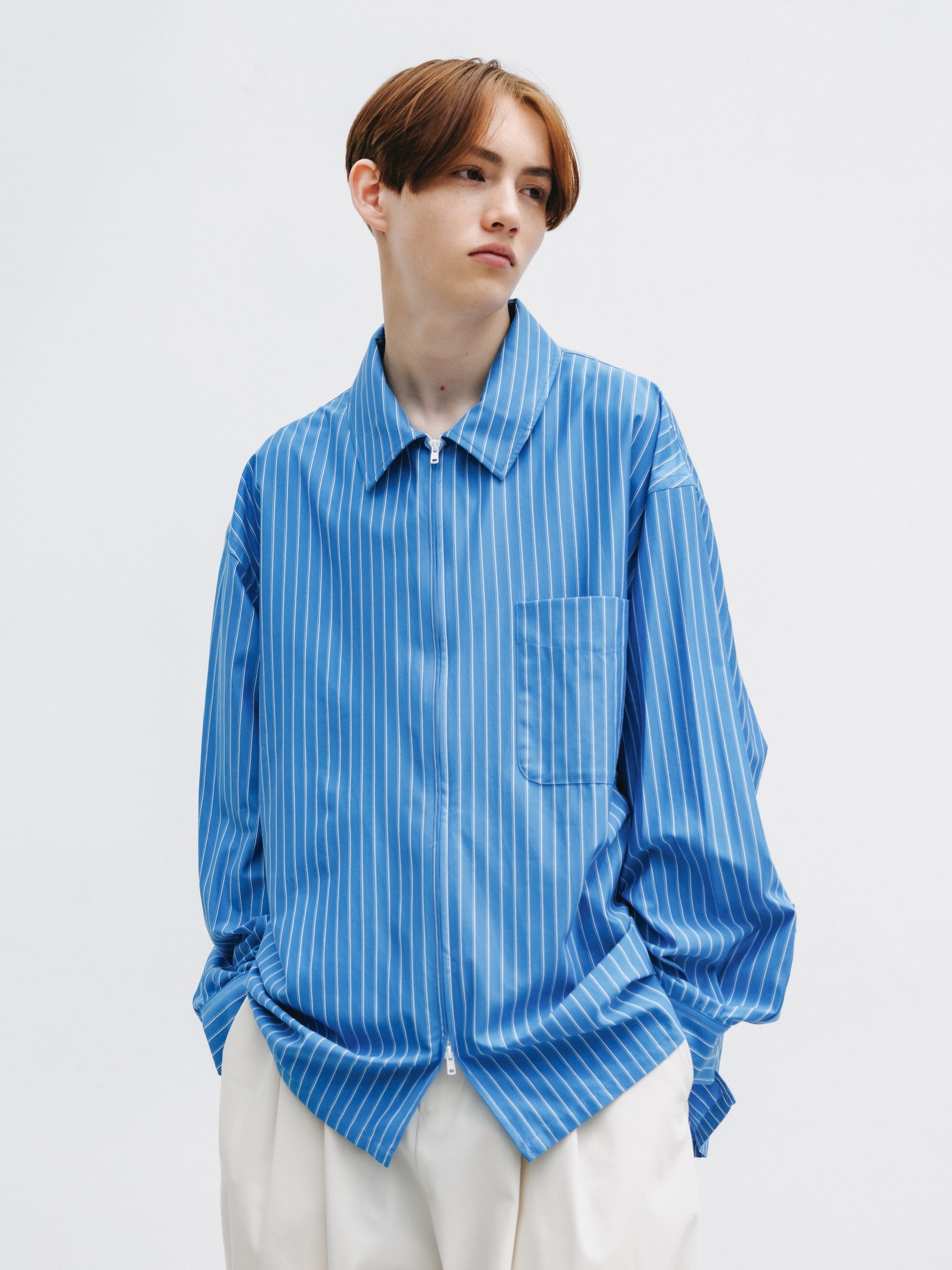 5.30 SAT 20:00- IN STOCK】THICK/THIN STRIPE 46G KNIT EVERYDAY ZIP UP L