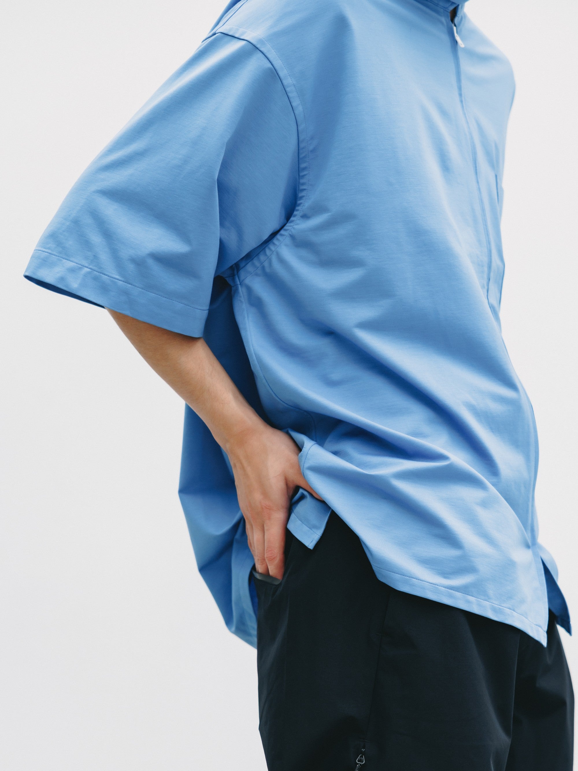 【6.27 SAT 20:00- IN STOCK】46G KNIT EVERYDAY ZIP UP S/S SHIRT (SAX BLUE)
