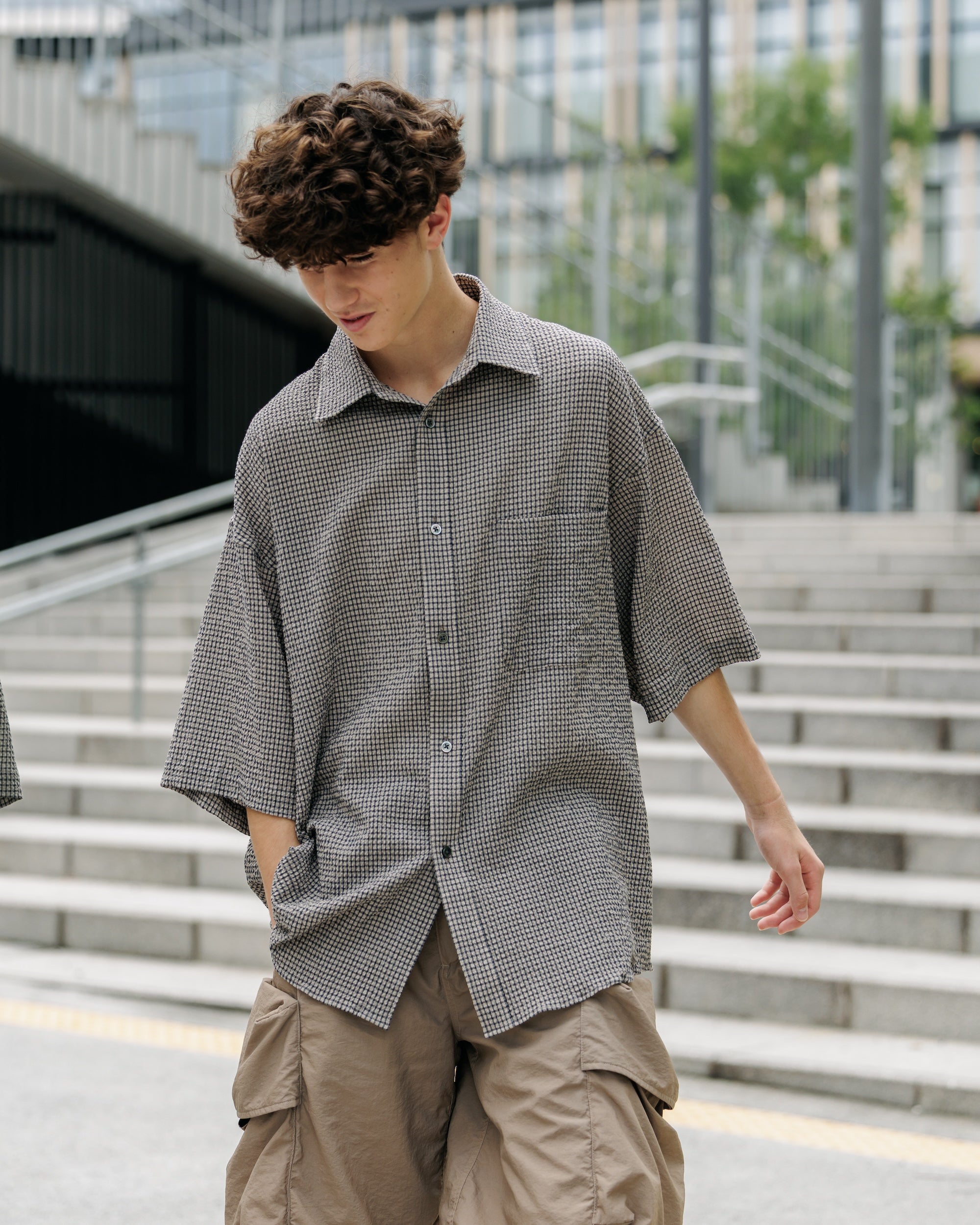 【6.25 WED 20:00- IN STOCK】MINI PLAID SUCKER CLASSIC CITY S/S SHIRT (BEIGE)