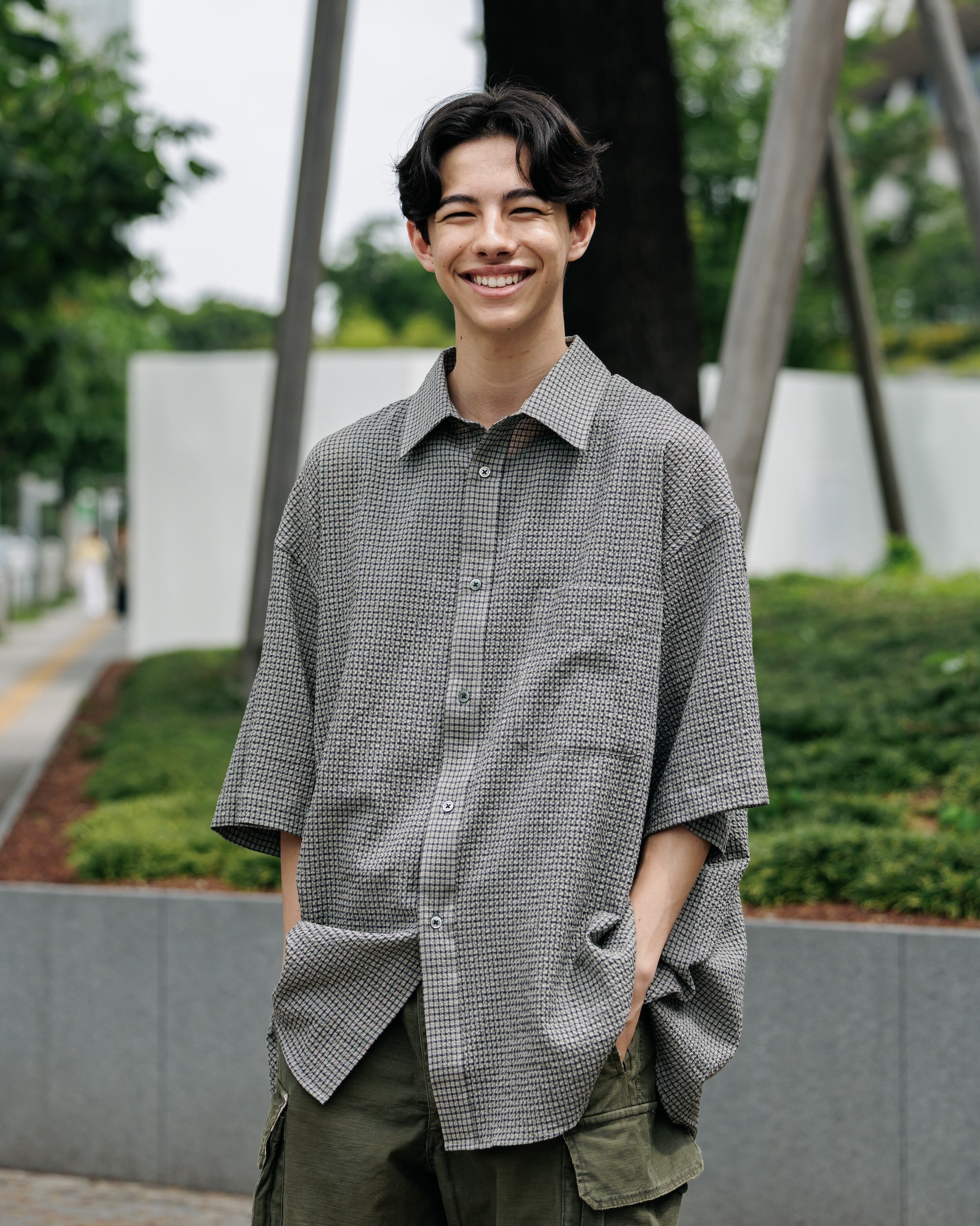 【6.25 WED 20:00- IN STOCK】MINI PLAID SUCKER CLASSIC CITY S/S SHIRT (GRAY)