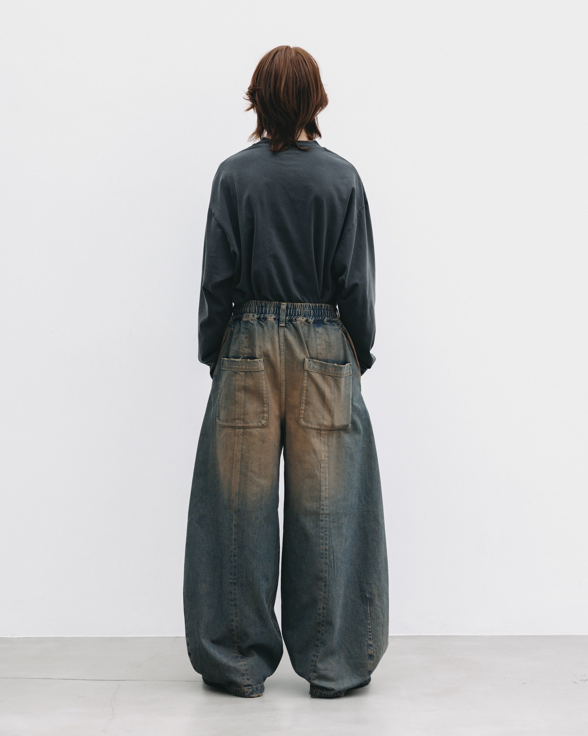 【10.22 WED 20:00- IN STOCK】VINTAGE DYED SELVEDGE DENIM MASSIVE TWISTED PANTS (VINTAGE BROWN)