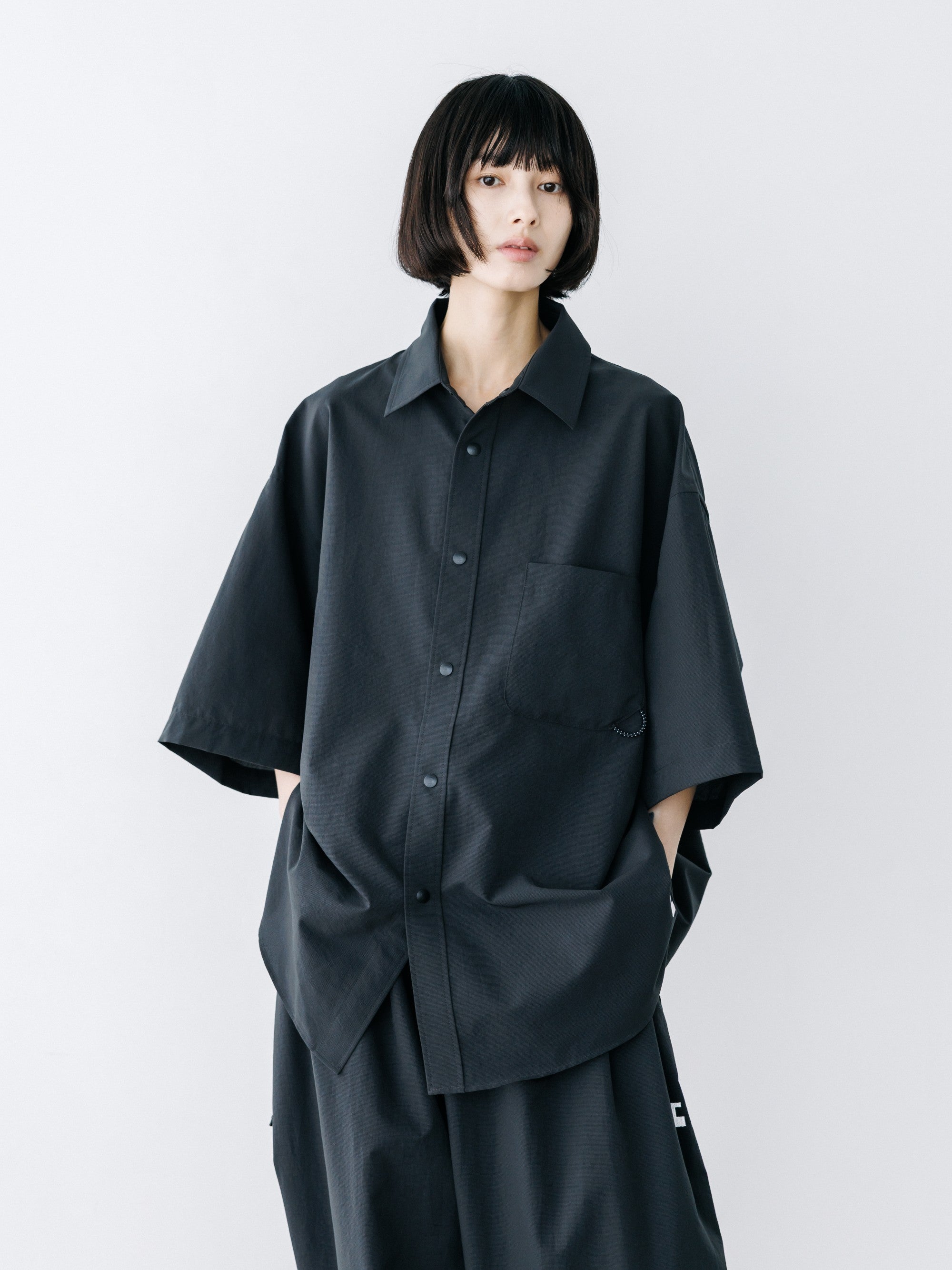 【8.22 SAT 20:00- IN STOCK】“C”COOLDOTS® MINI RIPSTOP CITY UNIFORM S/S SHIRT (CHARCOAL×WHITE)