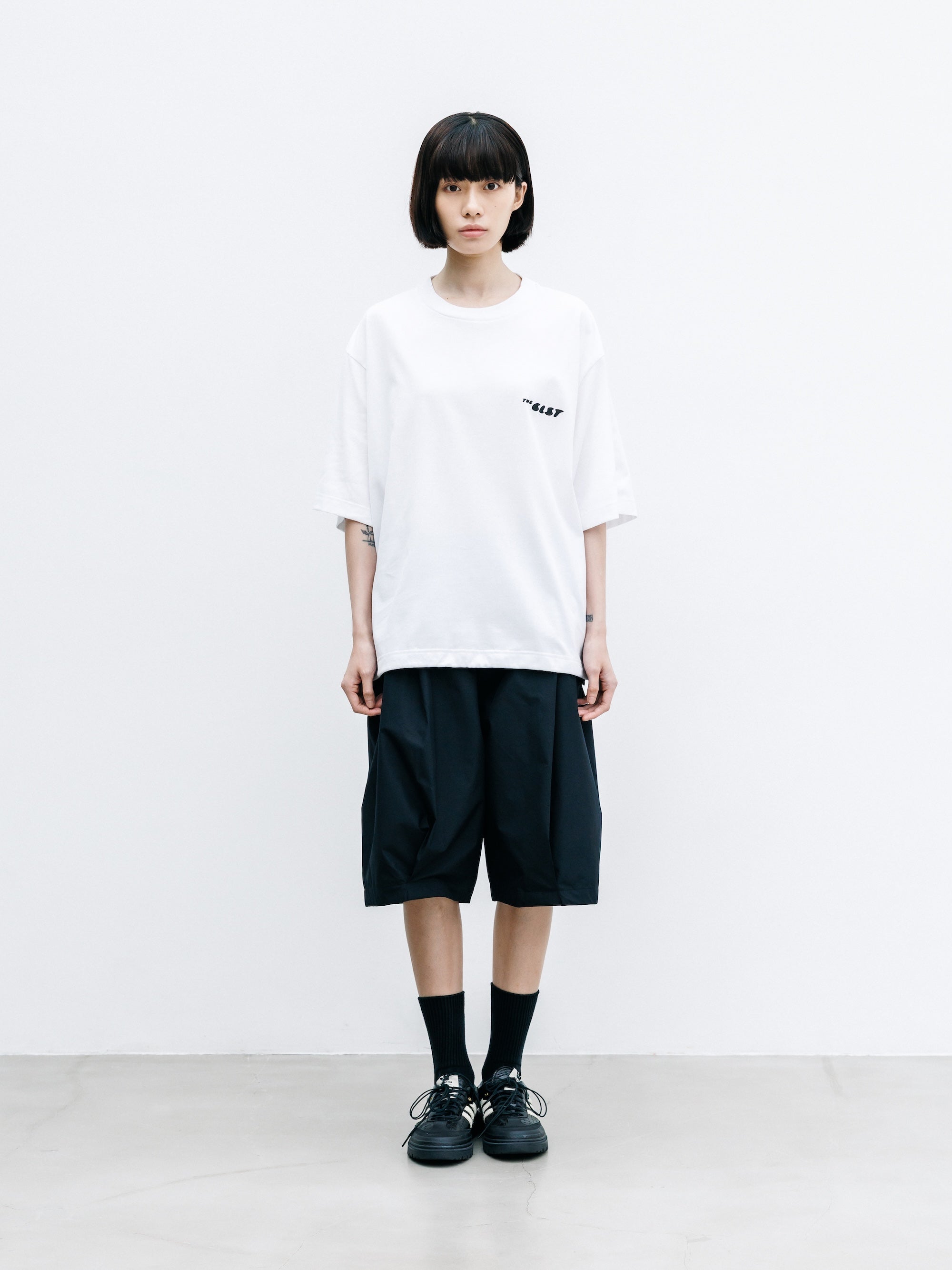 【8.1 SAT 20:00- IN STOCK】"CLST" LOGO PRINT S/S T-SHIRT WITH DRAWSTRINGS (WHITE)