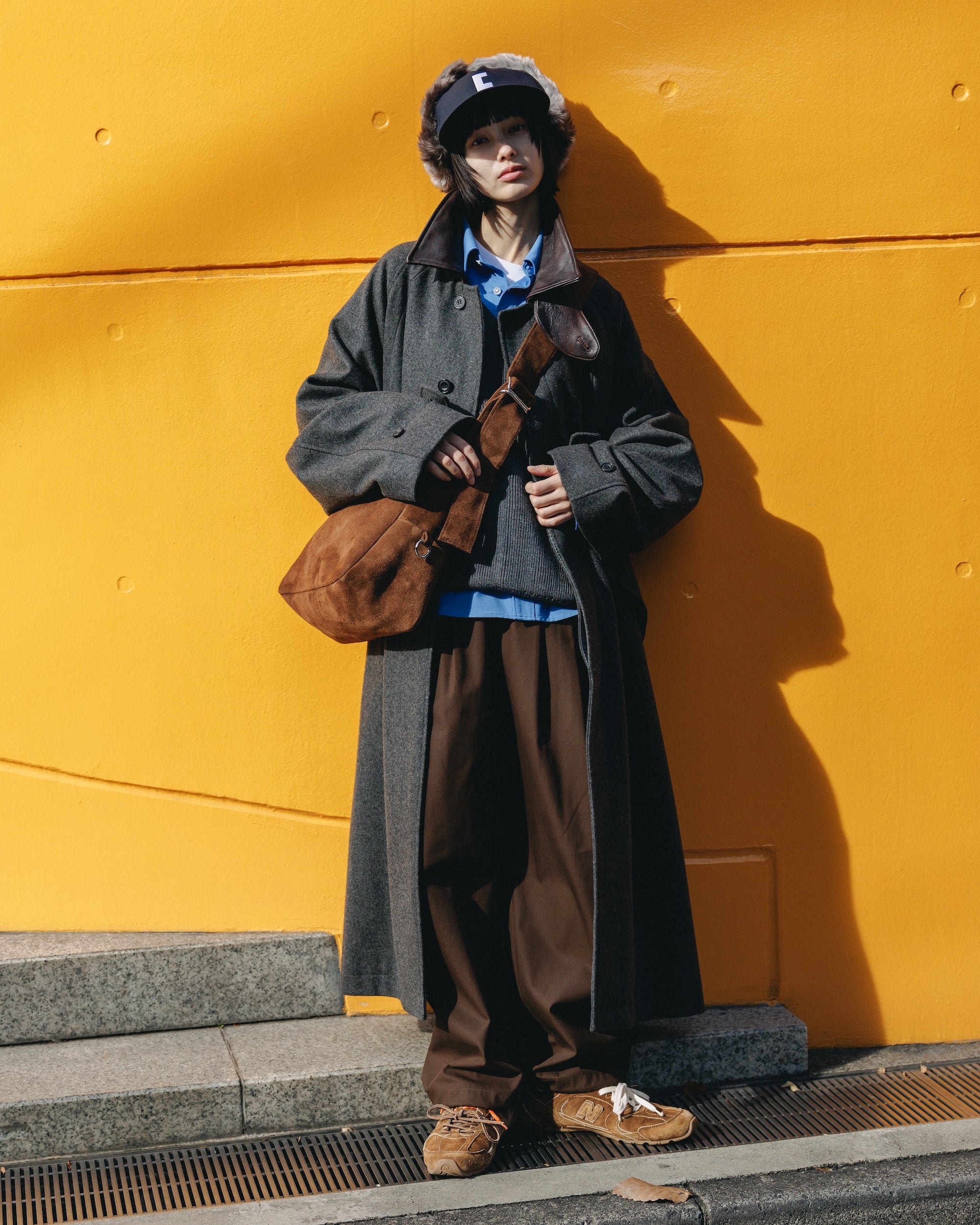 【2.4 WED 20:00- IN STOCK】T/C GABARDINE CITY UNIFORM WIDE TAPERED PANTS(BROWN)