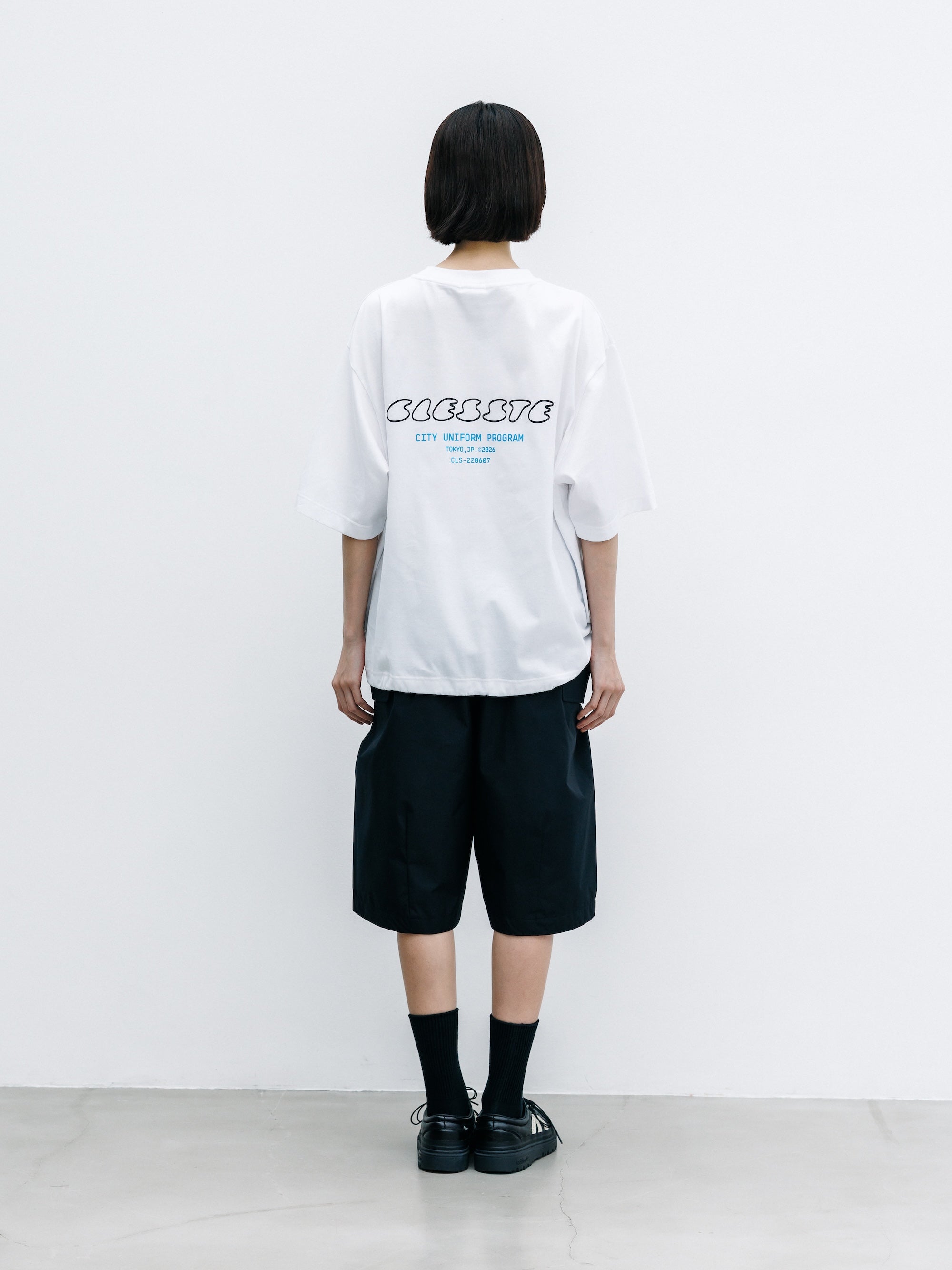【8.1 SAT 20:00- IN STOCK】"CLST" LOGO PRINT S/S T-SHIRT WITH DRAWSTRINGS (WHITE)