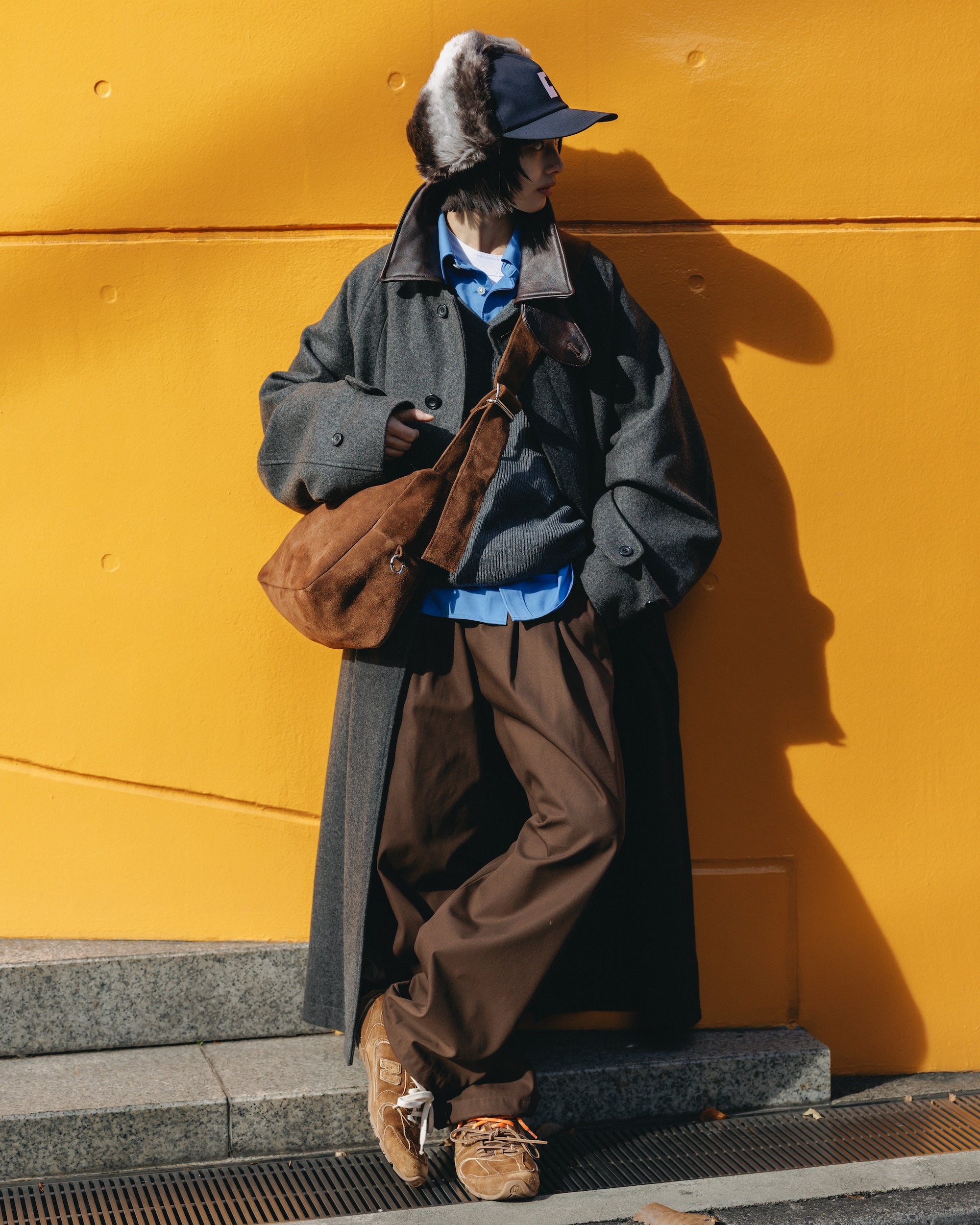 【2.4 WED 20:00- IN STOCK】T/C GABARDINE CITY UNIFORM WIDE TAPERED PANTS(BROWN)