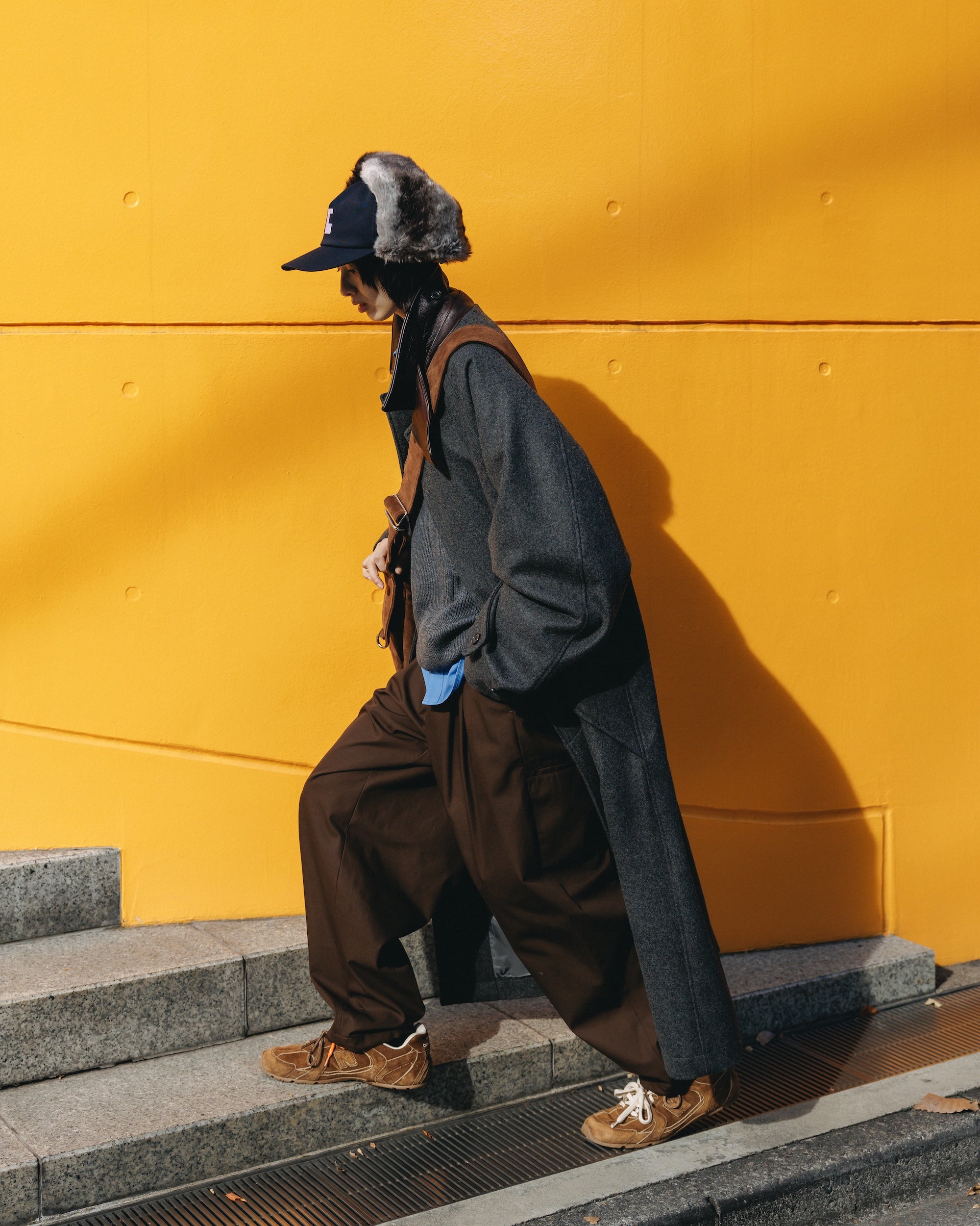 【2.4 WED 20:00- IN STOCK】T/C GABARDINE CITY UNIFORM WIDE TAPERED PANTS(BROWN)