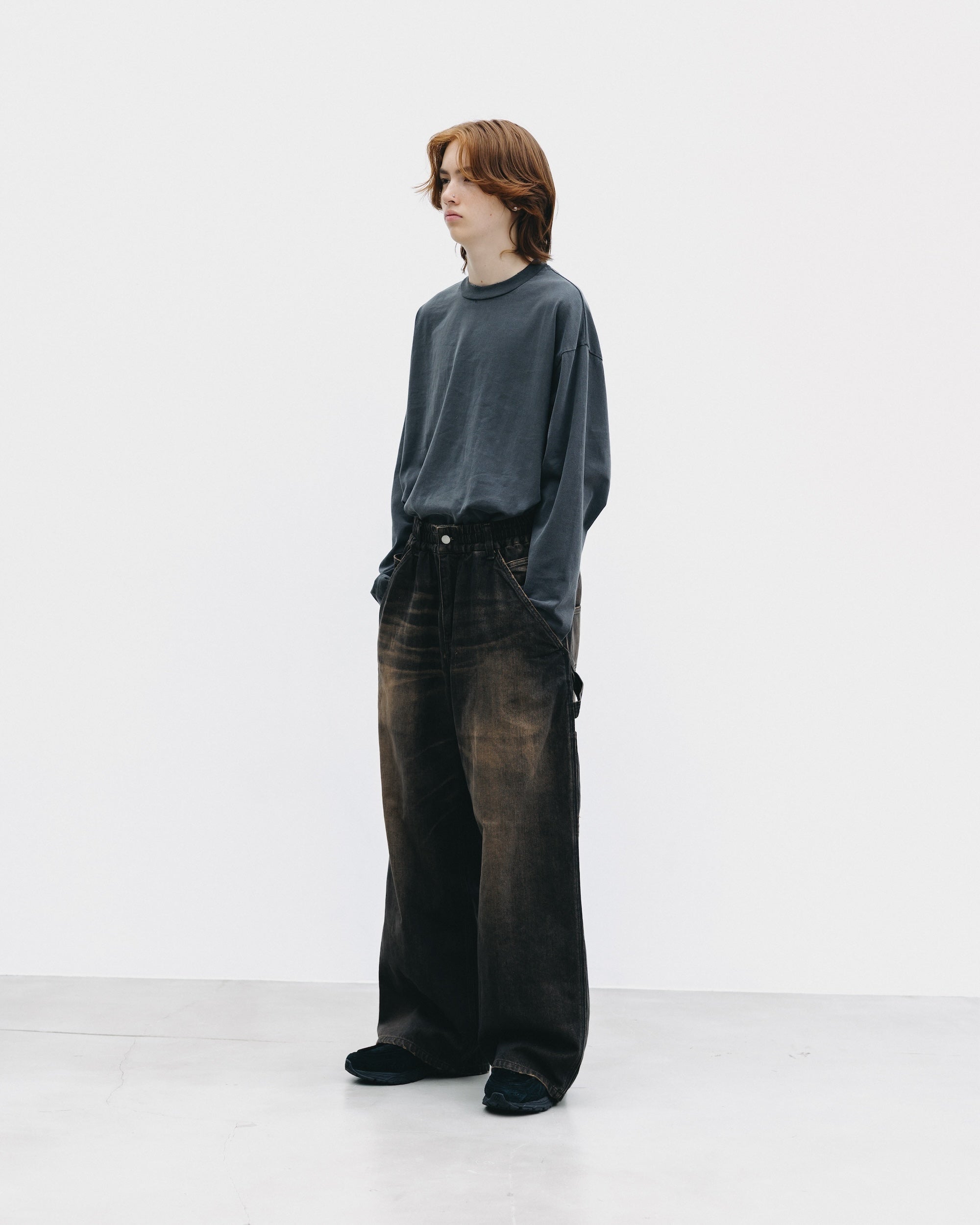 【10.1 WED 20:00- IN STOCK】PIGMENT DYED L/S T-SHIRT WITH DRAWSTRINGS