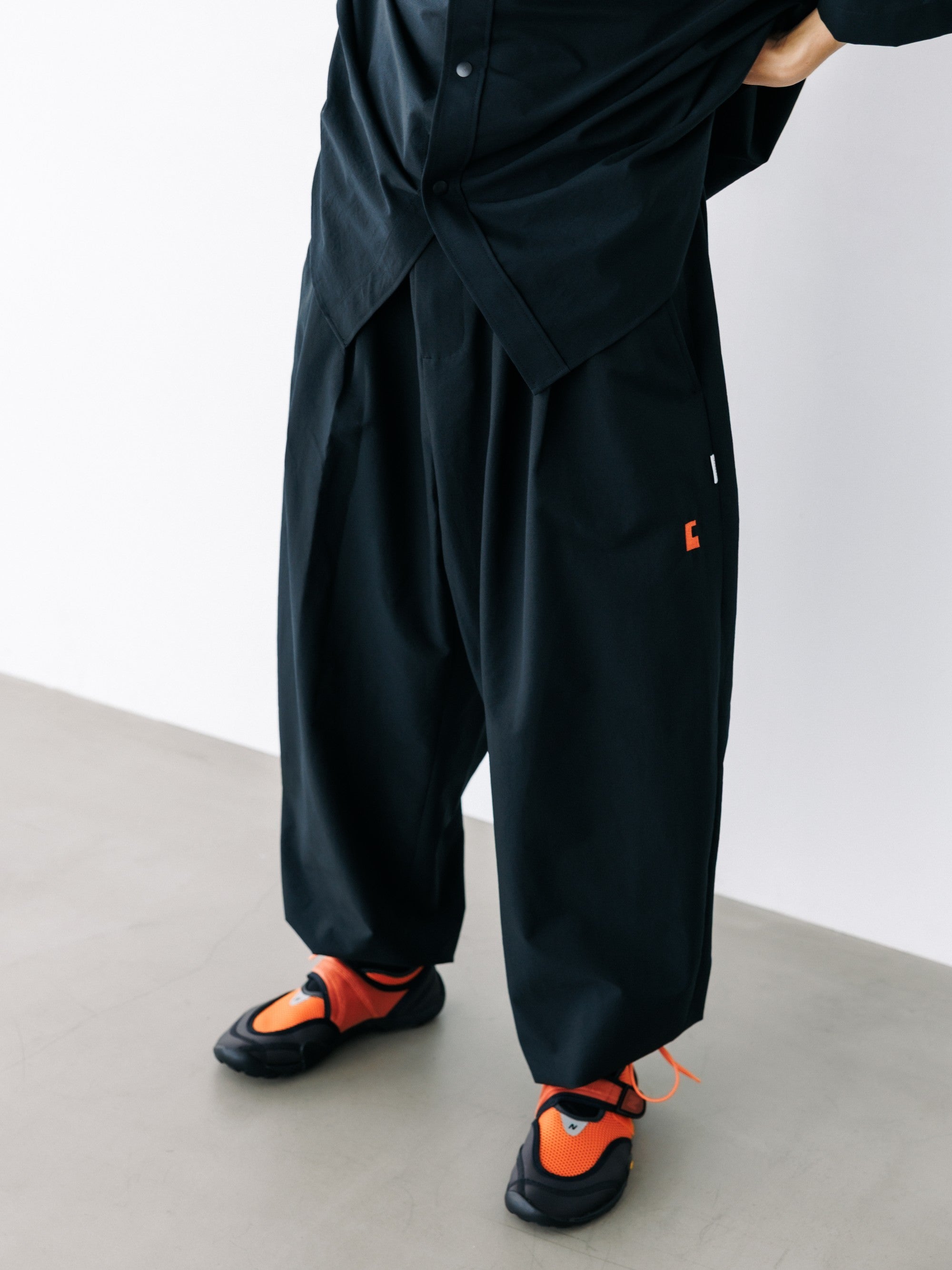 【8.22 SAT 20:00- IN STOCK】“C”COOLDOTS® MINI RIPSTOP CITY UNIFORM WIDE TAPERED PANTS (BLACK×ORANGE)