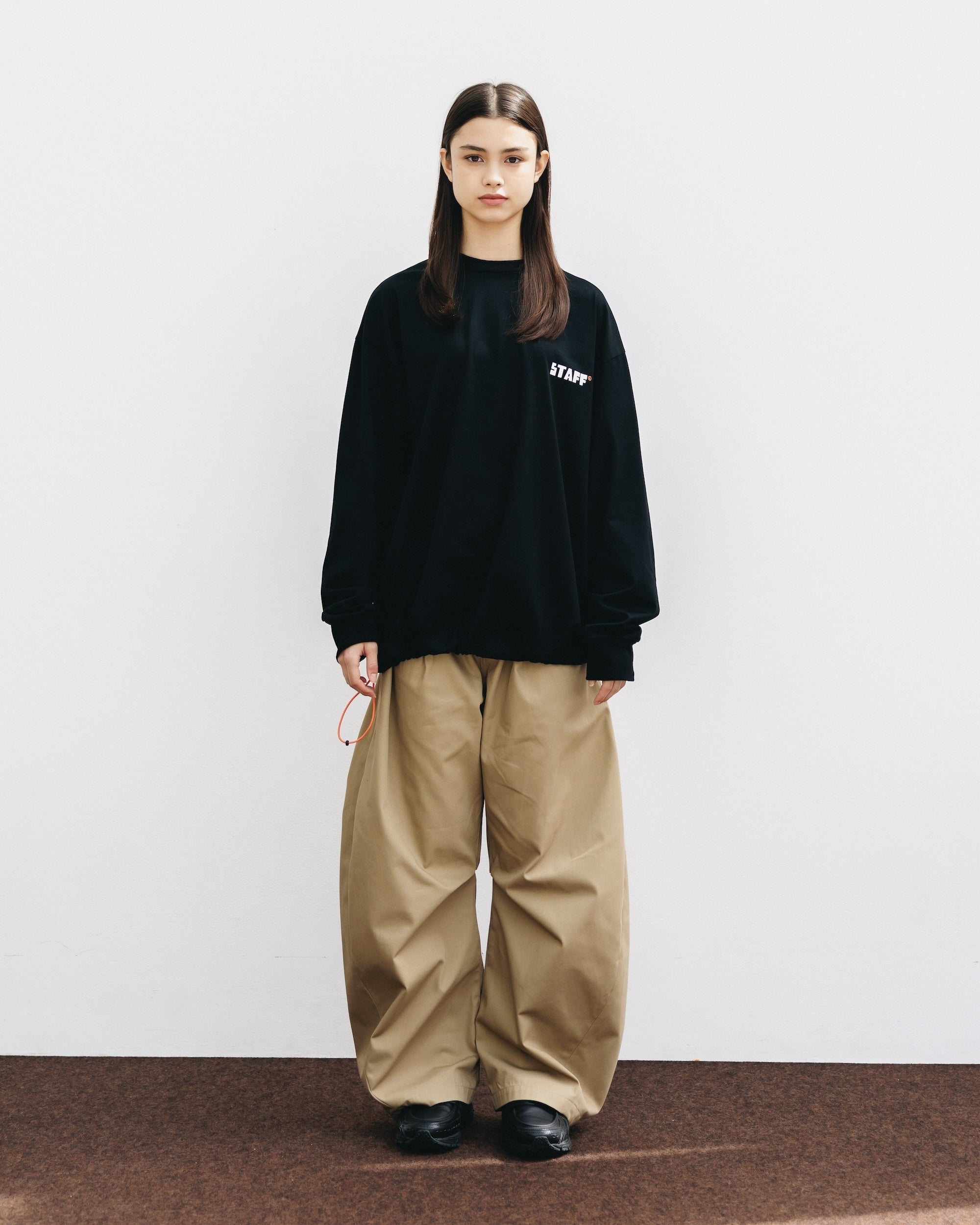 【10.15 WED 20:00- IN STOCK】"C×YGM"STAFF L/S T-SHIRT WITH DRAWSTRINGS (BLACK)