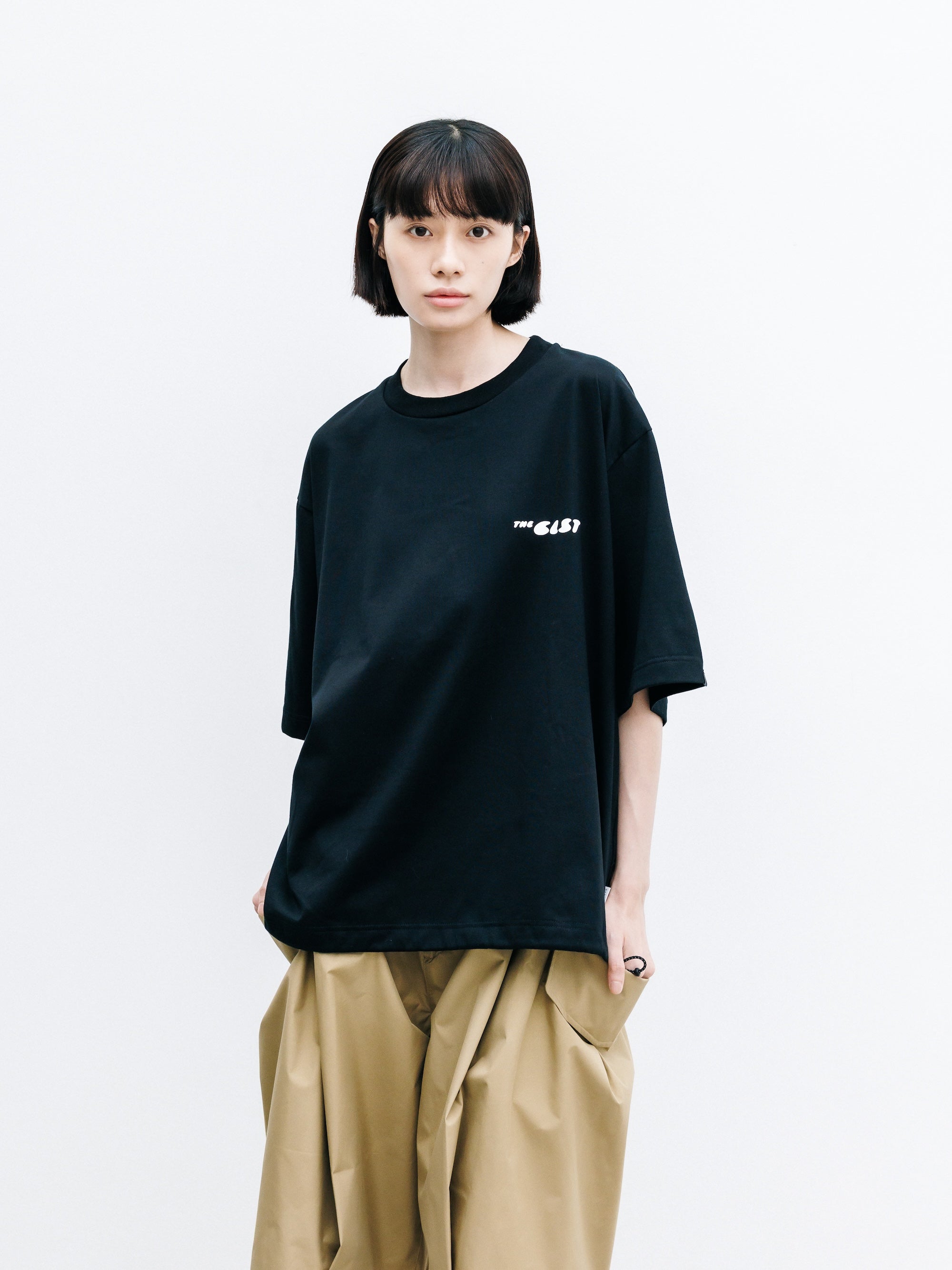 【8.1 SAT 20:00- IN STOCK】"CLST" LOGO PRINT S/S T-SHIRT WITH DRAWSTRINGS (BLACK)