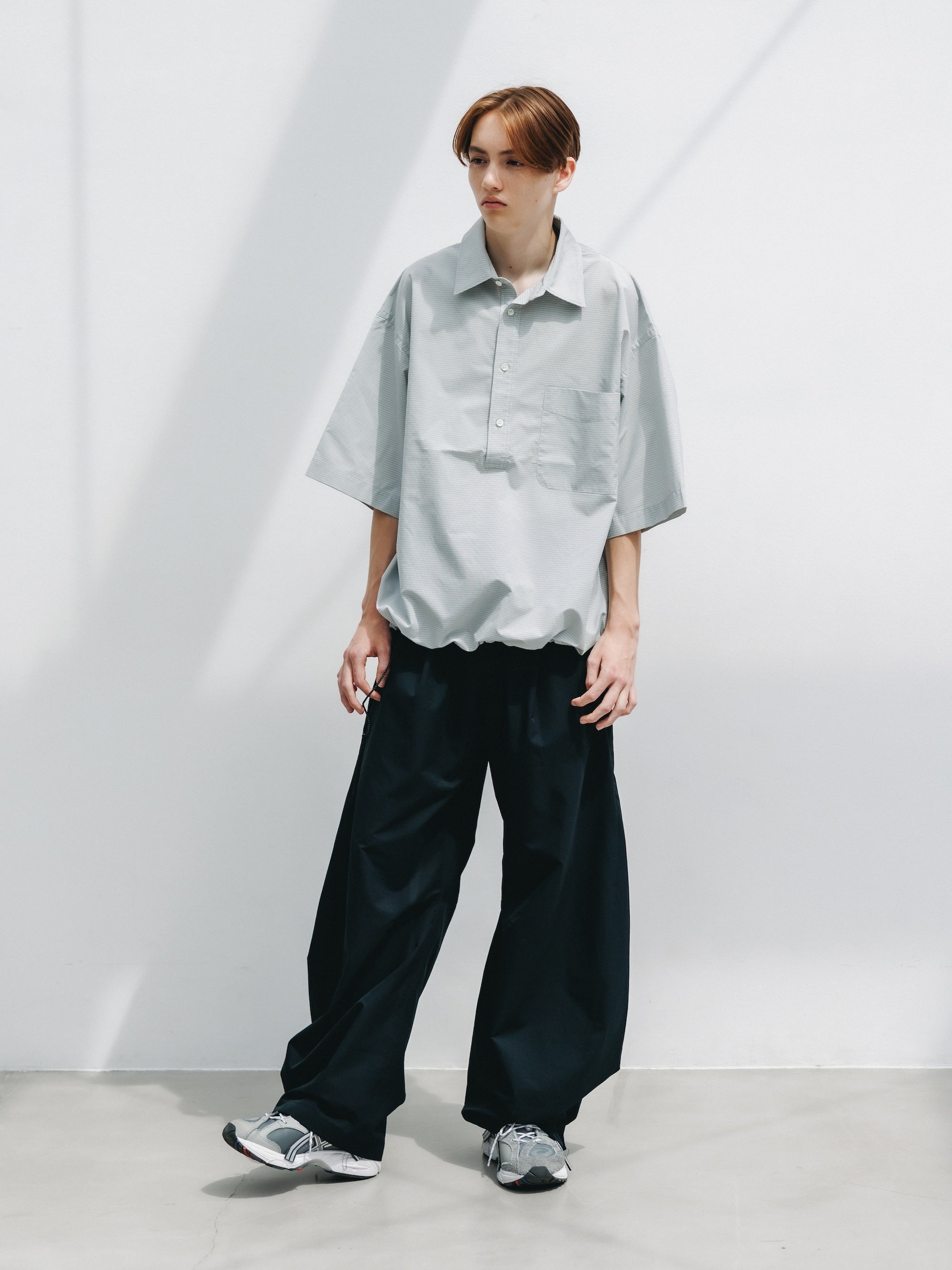 MINI PLAID S/S PULLOVER SHIRT (WHITE)