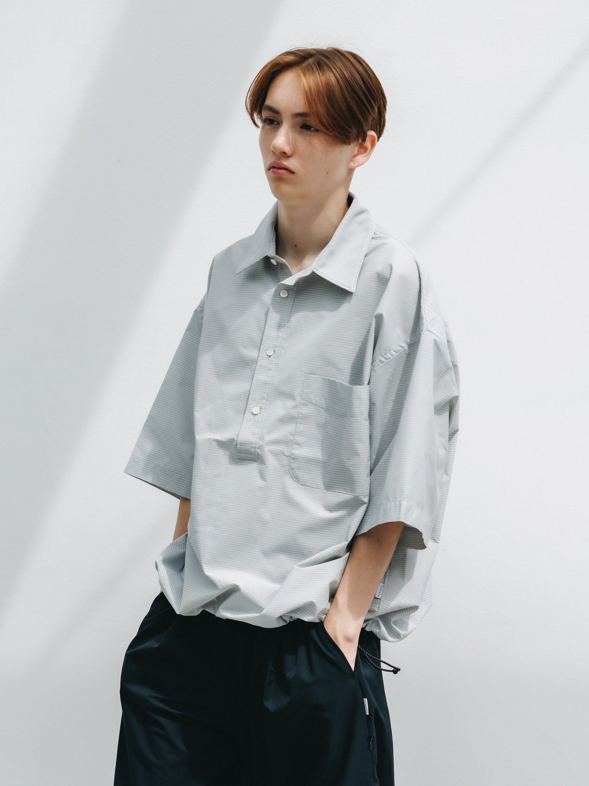 【4.25 SAT 20:00- IN STOCK】MINI PLAID S/S PULLOVER SHIRT (WHITE)