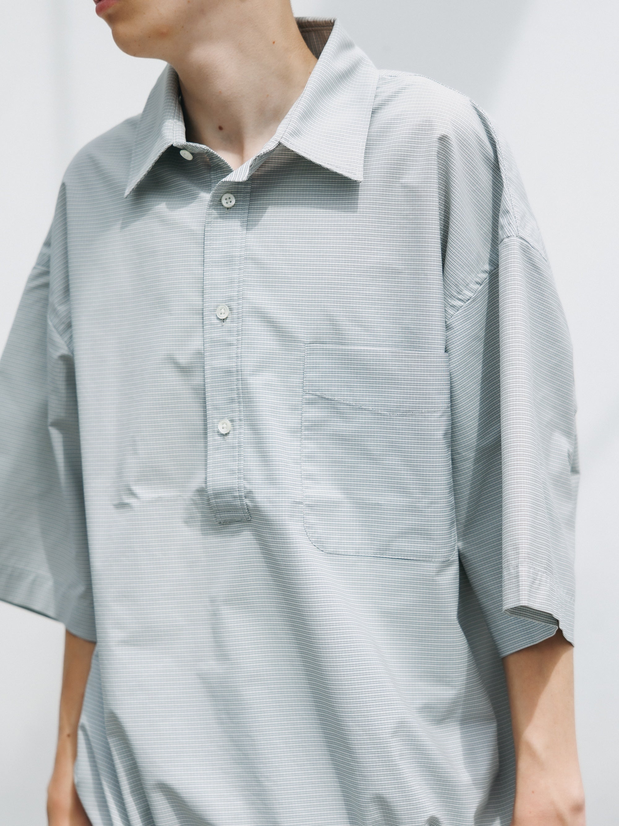 【4.25 SAT 20:00- IN STOCK】MINI PLAID S/S PULLOVER SHIRT (WHITE)