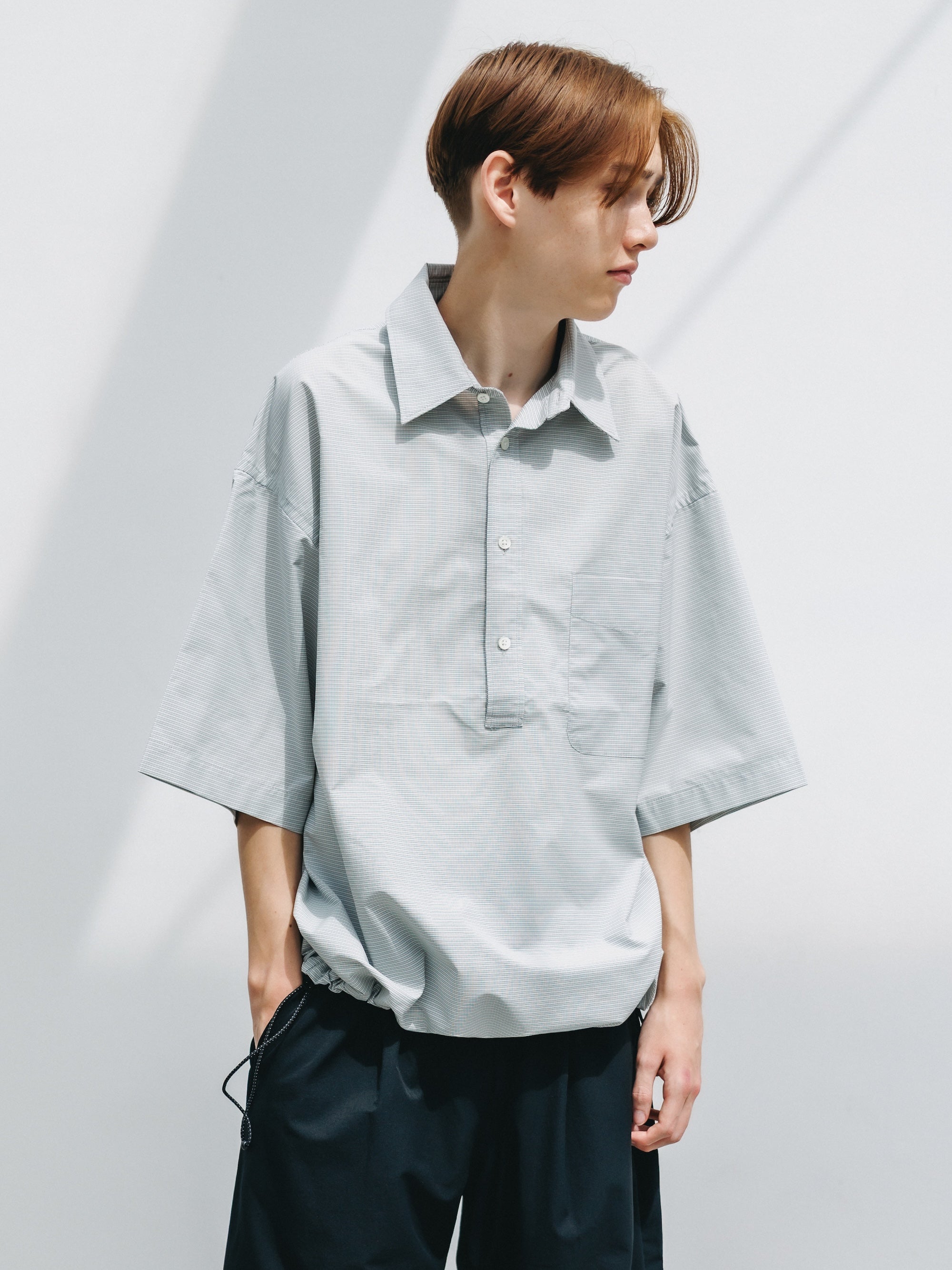 【4.25 SAT 20:00- IN STOCK】MINI PLAID S/S PULLOVER SHIRT (WHITE)