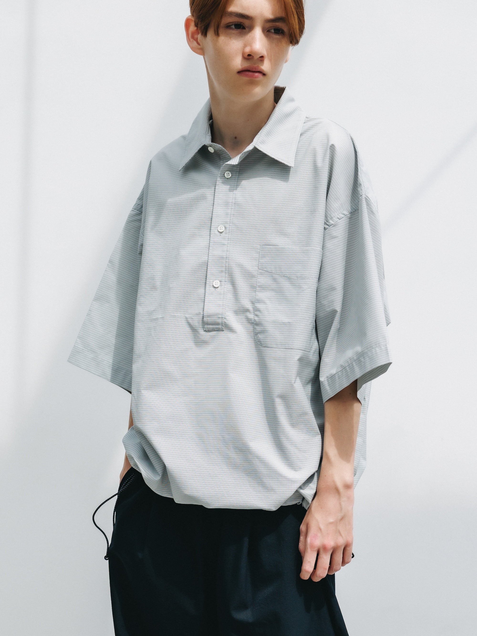 【4.25 SAT 20:00- IN STOCK】MINI PLAID S/S PULLOVER SHIRT (WHITE)