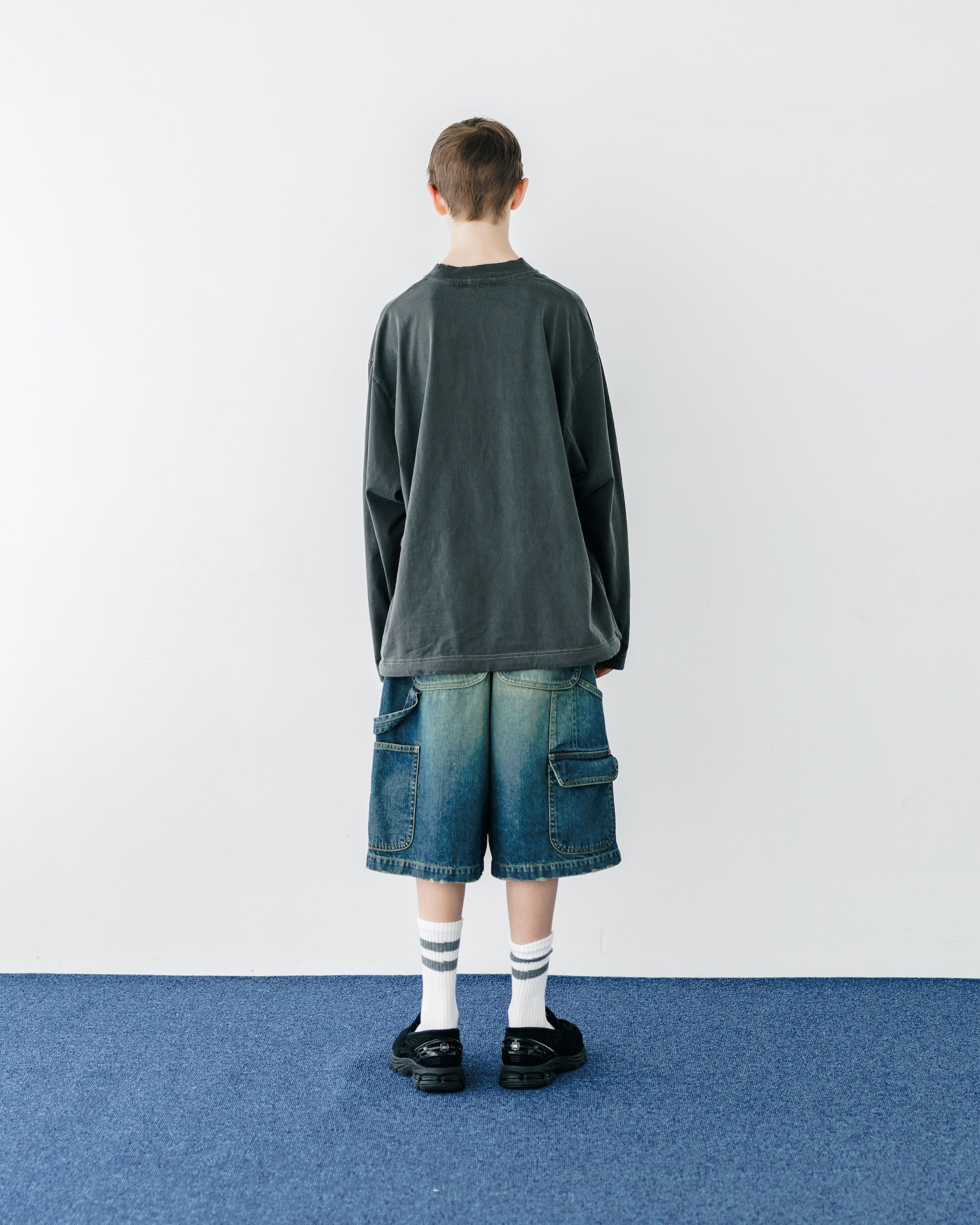 VINTAGE DYED SELVEDGE DENIM WORKER HALF PANTS (VINTAGE INDIGO)