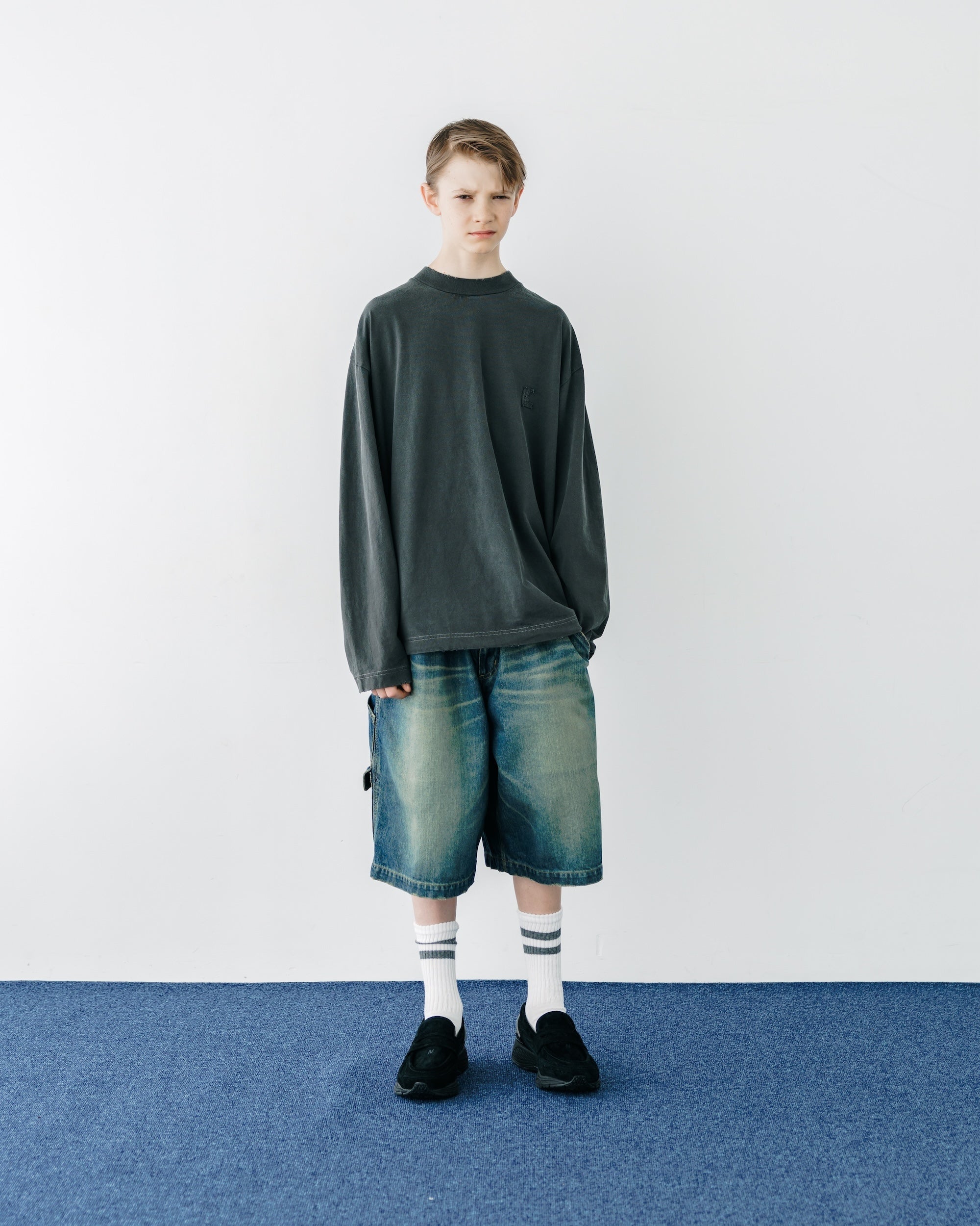 VINTAGE DYED SELVEDGE DENIM WORKER HALF PANTS (VINTAGE INDIGO)