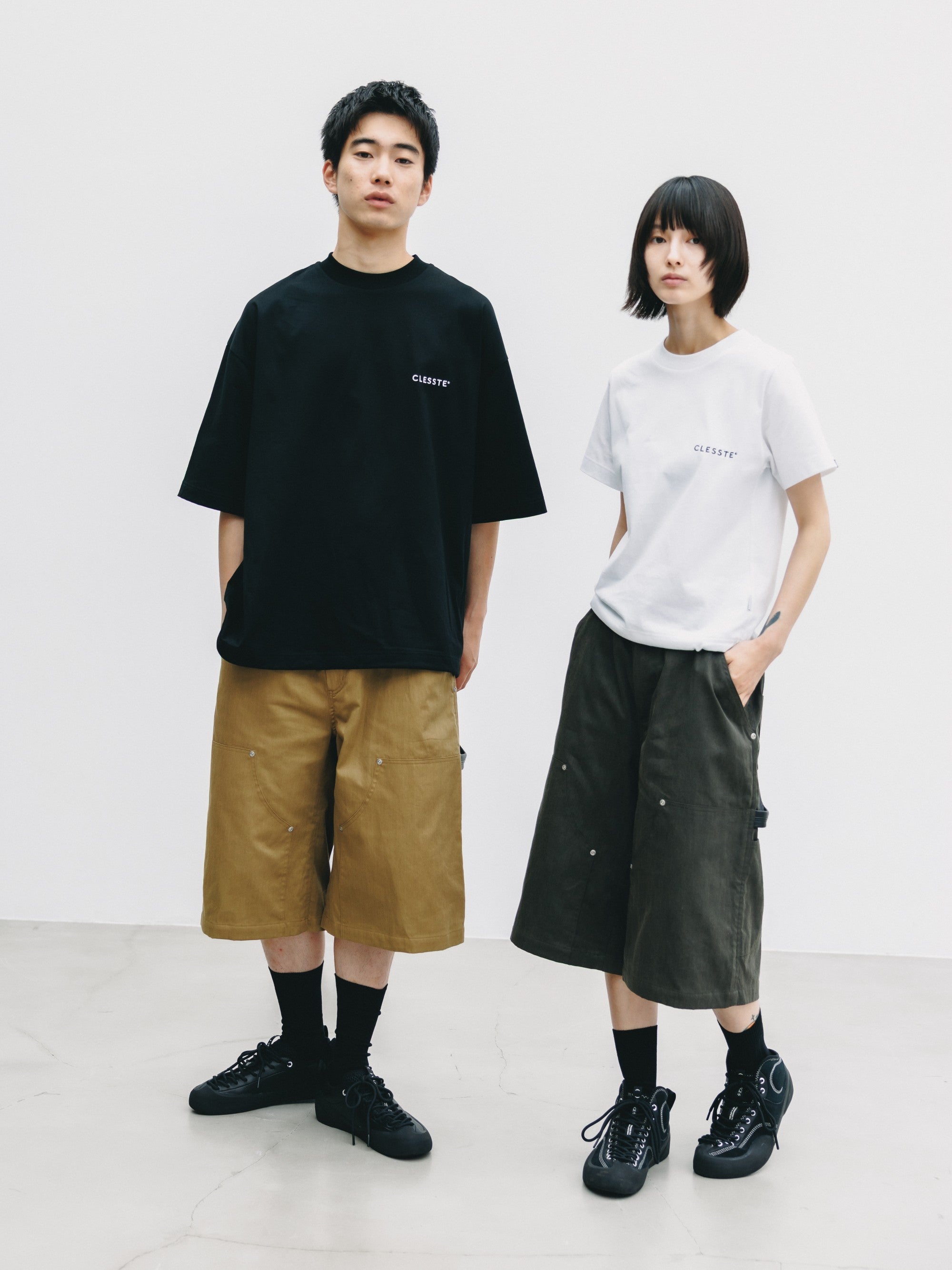 【7.4 SAT 20:00- IN STOCK】VINTAGE EFFECT DOUBLE KNEE WORKER BAGGY HALF PANTS (BEIGE)