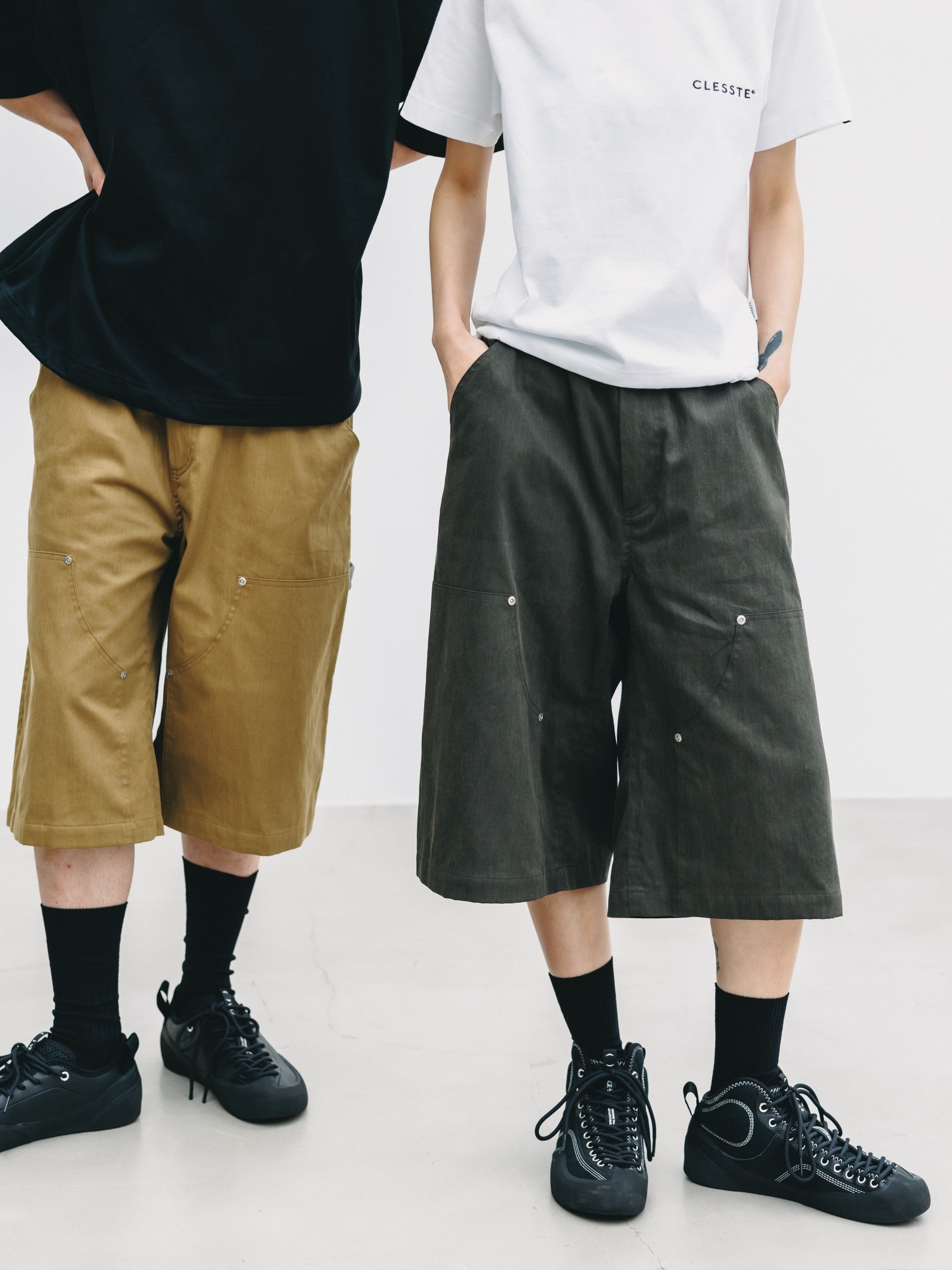 7.4 SAT 20:00- IN STOCK】VINTAGE EFFECT DOUBLE KNEE WORKER BAGGY HALF