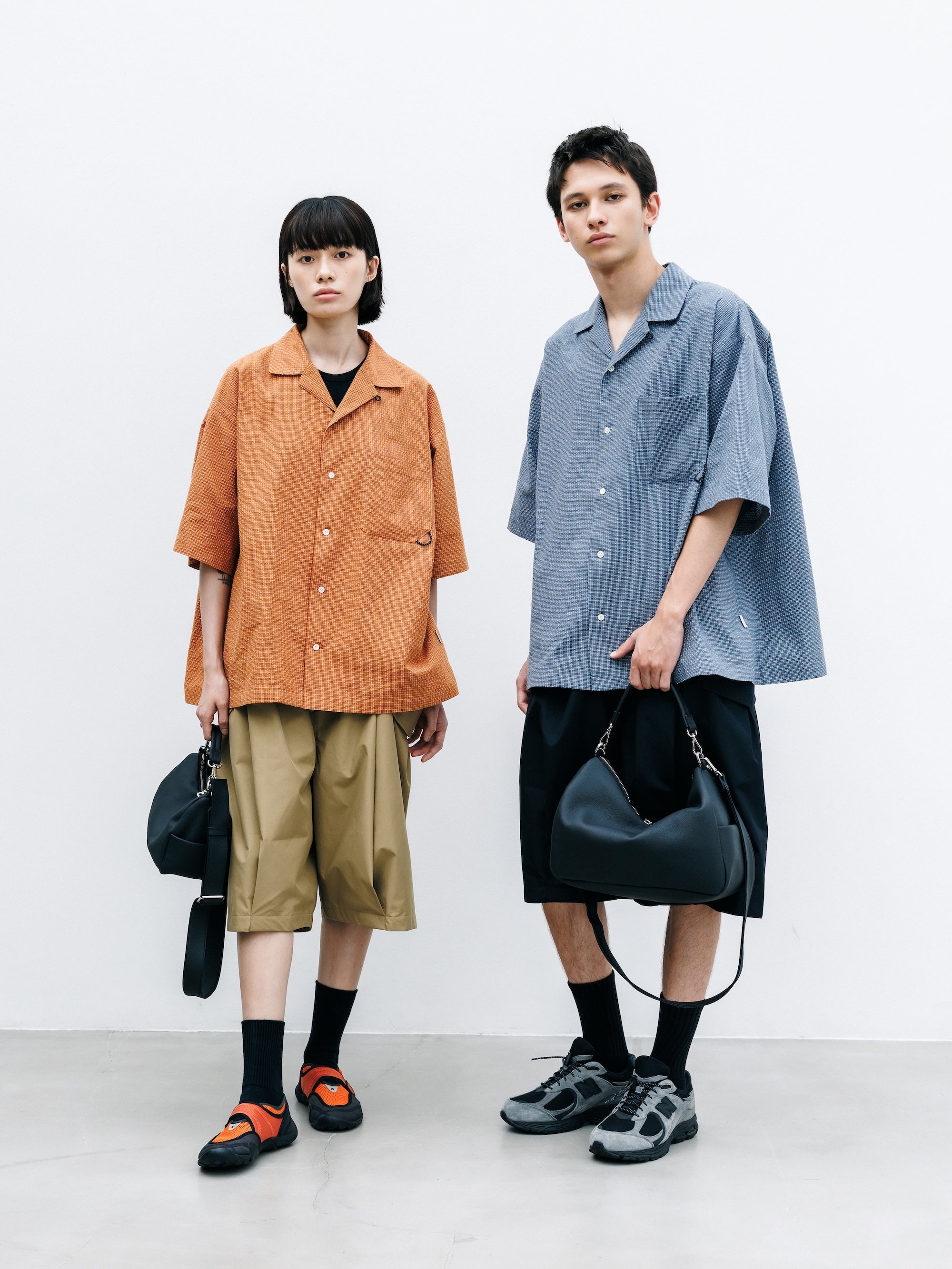 7.25 SAT 20:00- IN STOCK】MINI CHECK OPEN COLLAR S/S SHIRT (TERRACOTTA