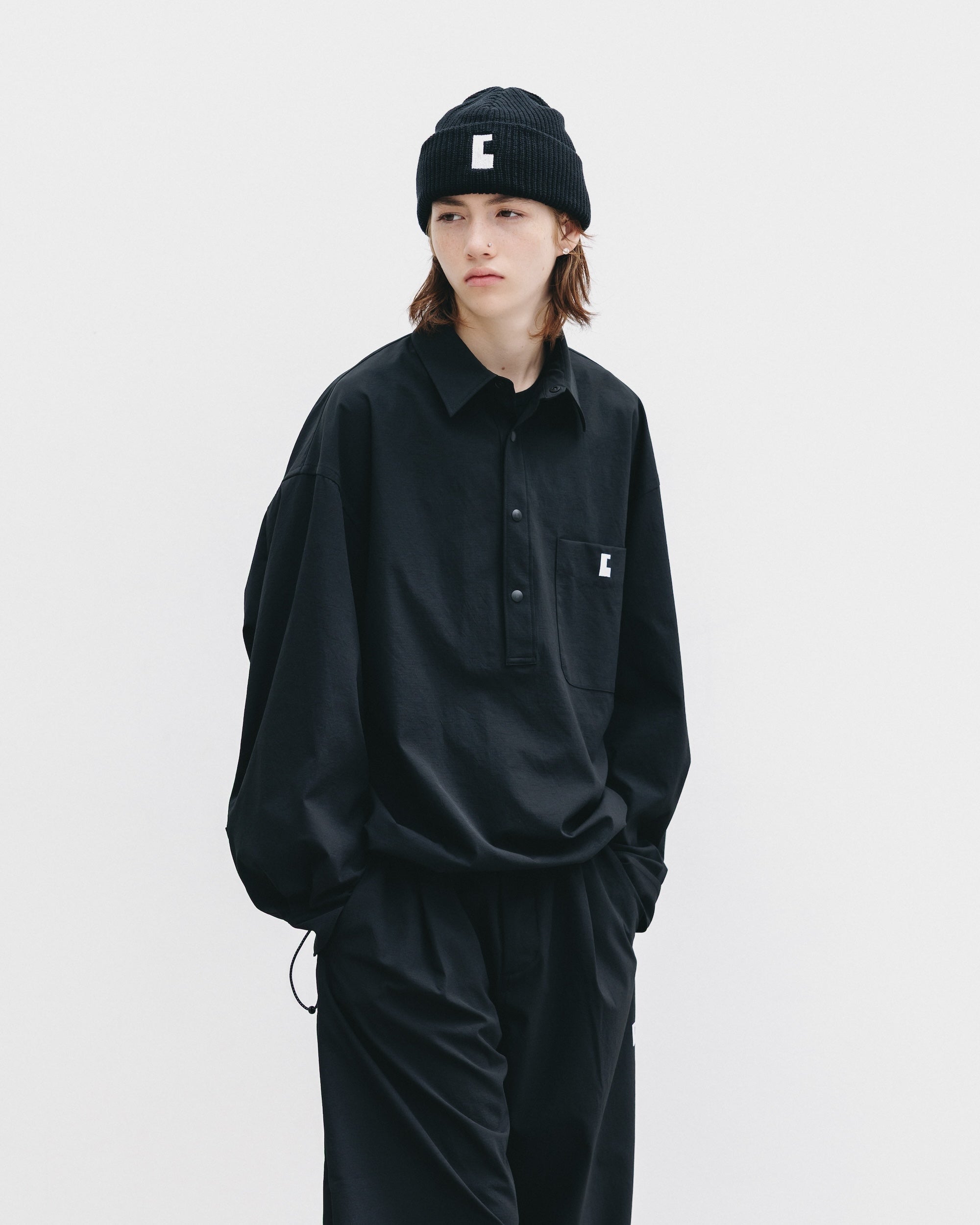 C” COTTON KNIT CAP 001 (BLACK)