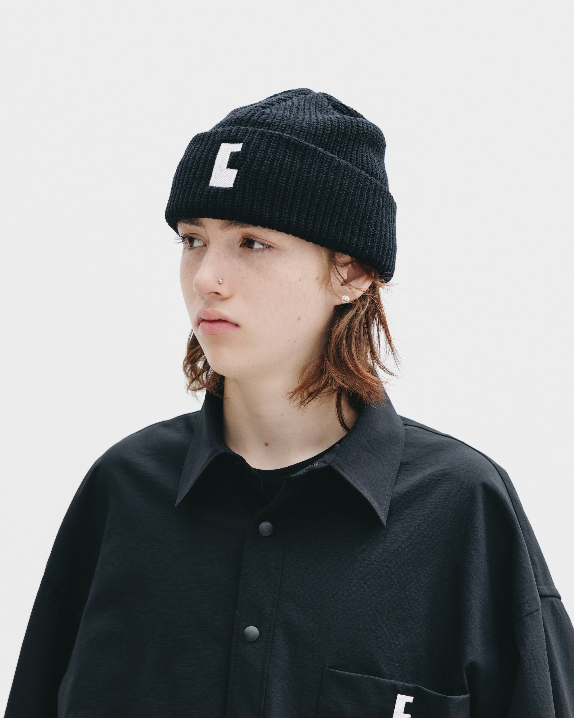 C” COTTON KNIT CAP 001 (BLACK)